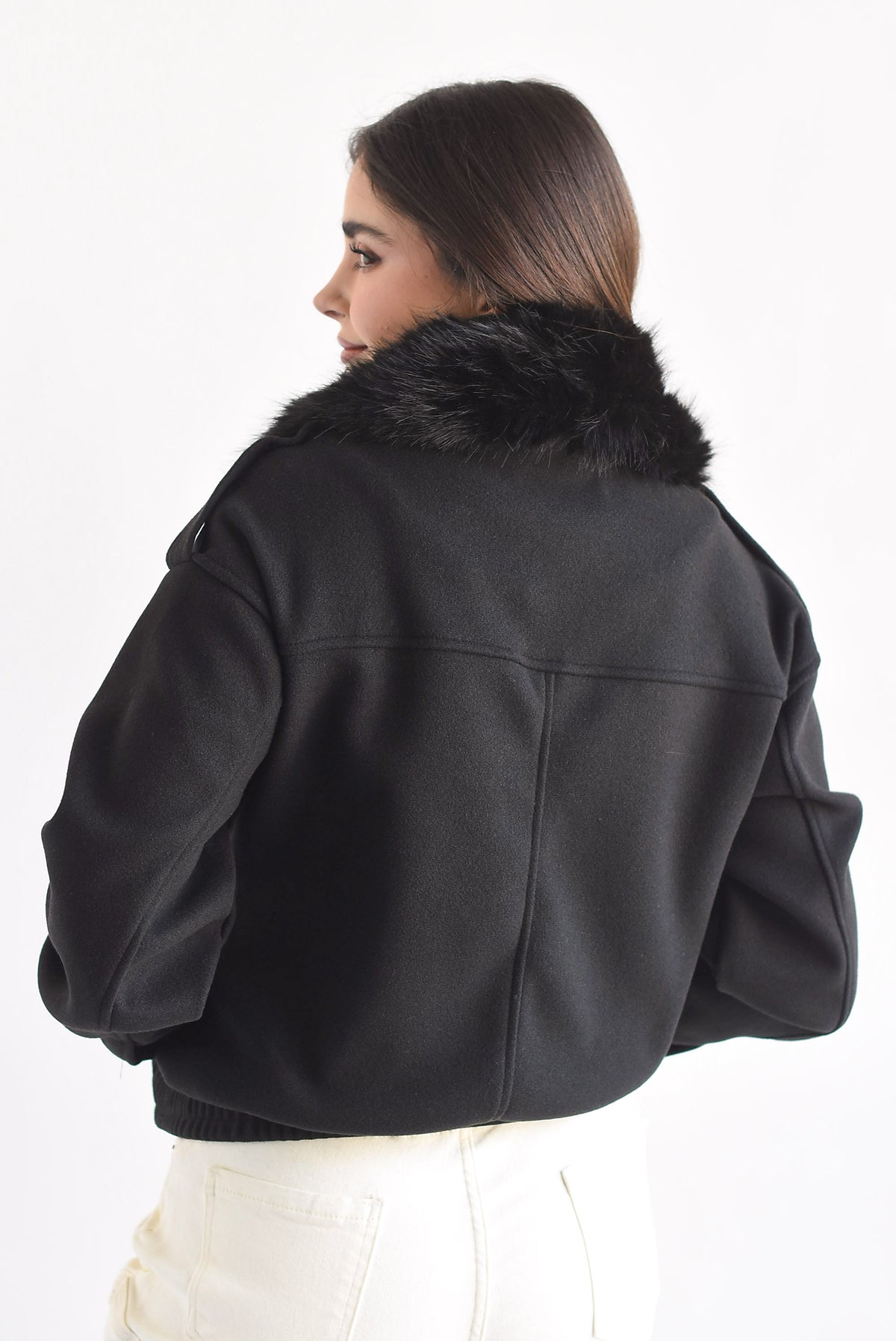 Chamarra bomber fleece cuello fur