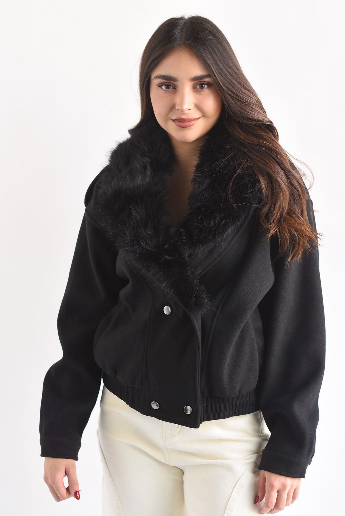Chamarra bomber fleece cuello fur