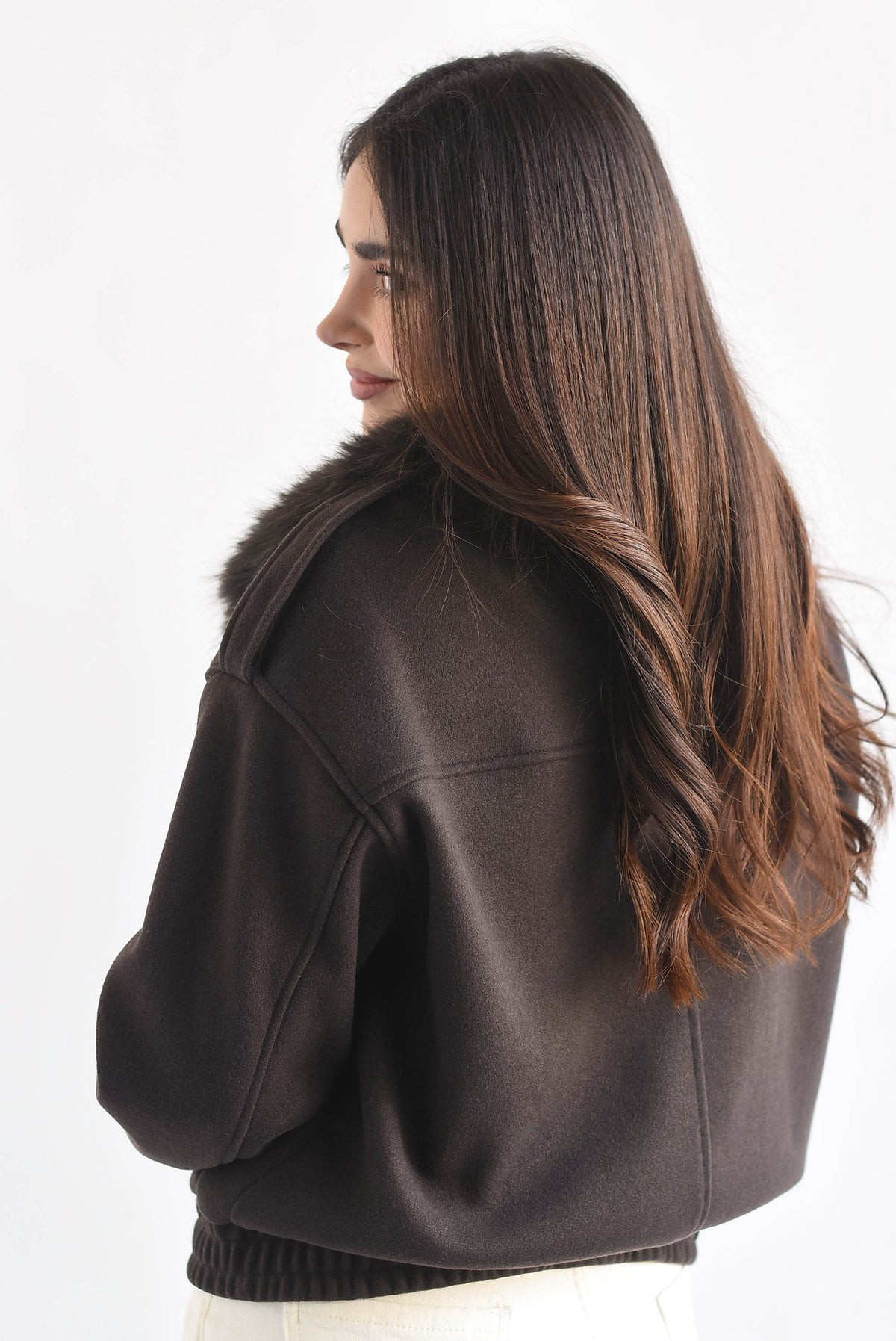Chamarra bomber fleece cuello fur