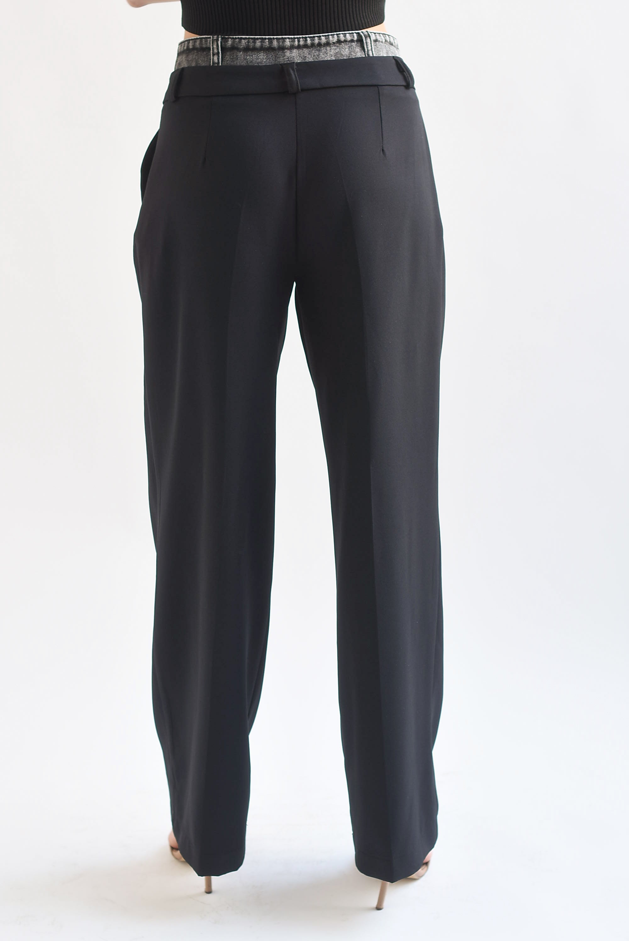 Pantalón de vestir pretina denim Negro