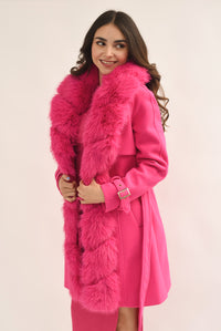 Fashion Styled Abrigo largo cuello fur Fiusha