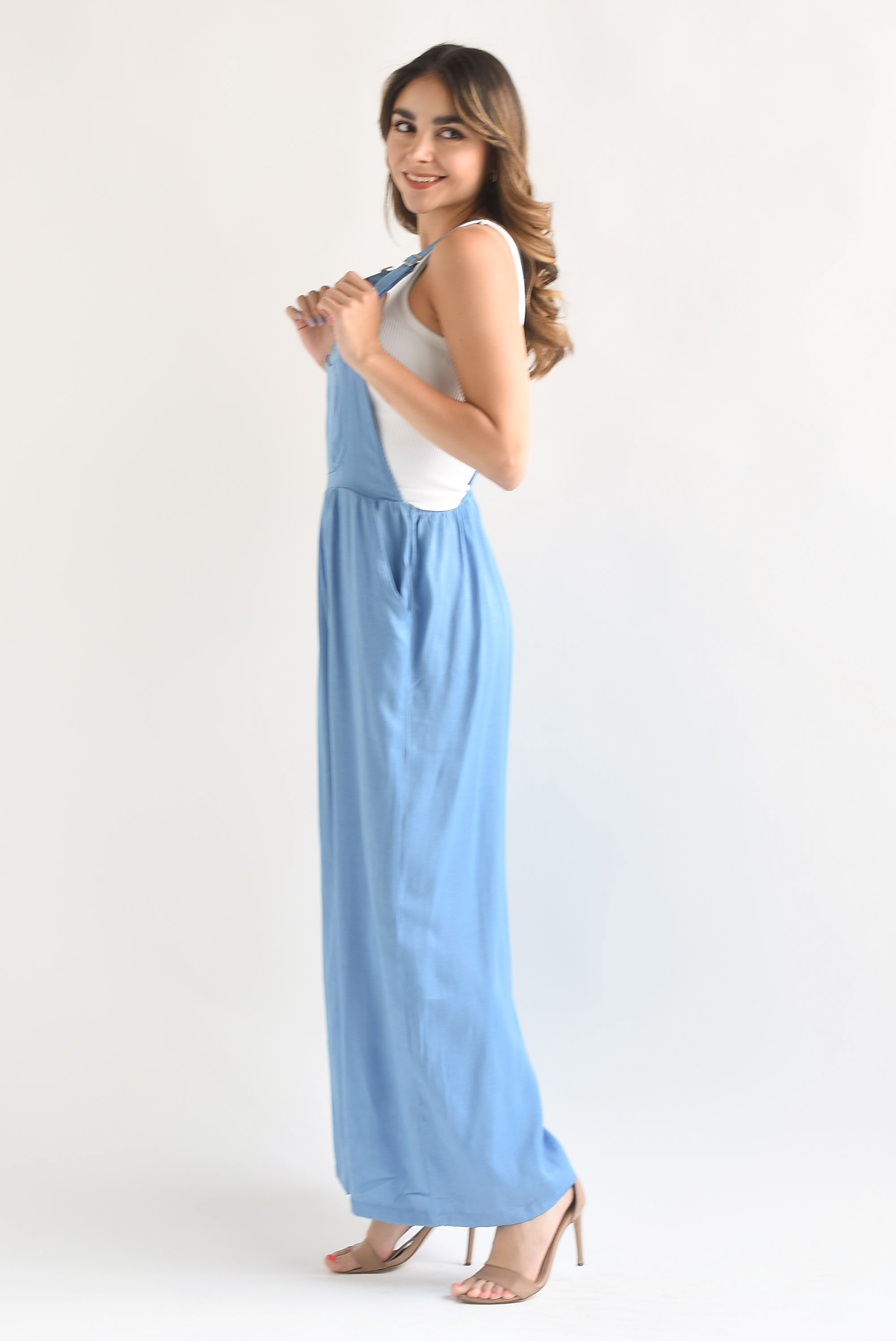 Overol tipo Denim pierna ancha