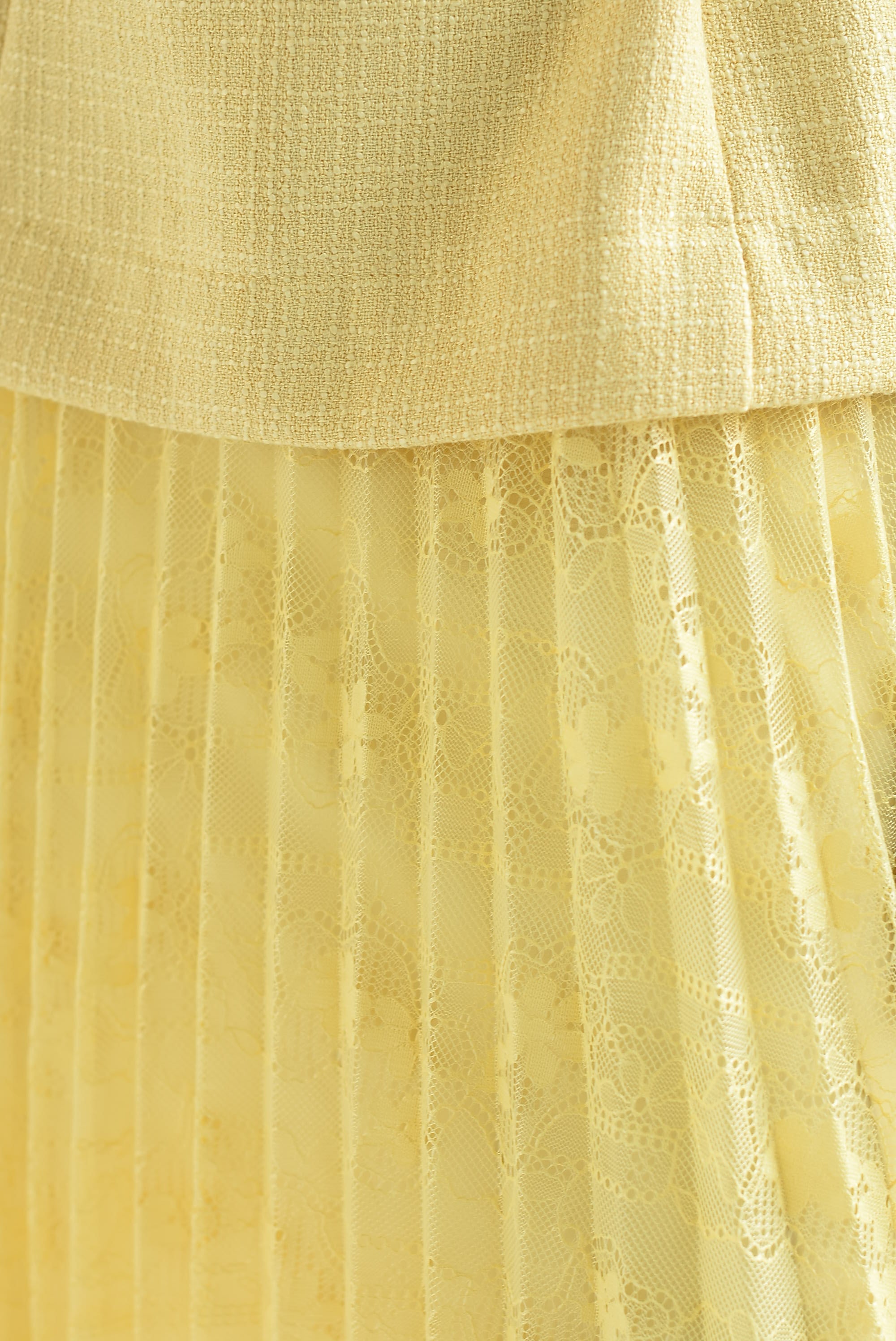 Vestido tweed y encaje Amarillo