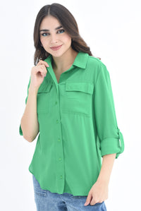 Fashion Styled Camisa cargo en gasa Verde