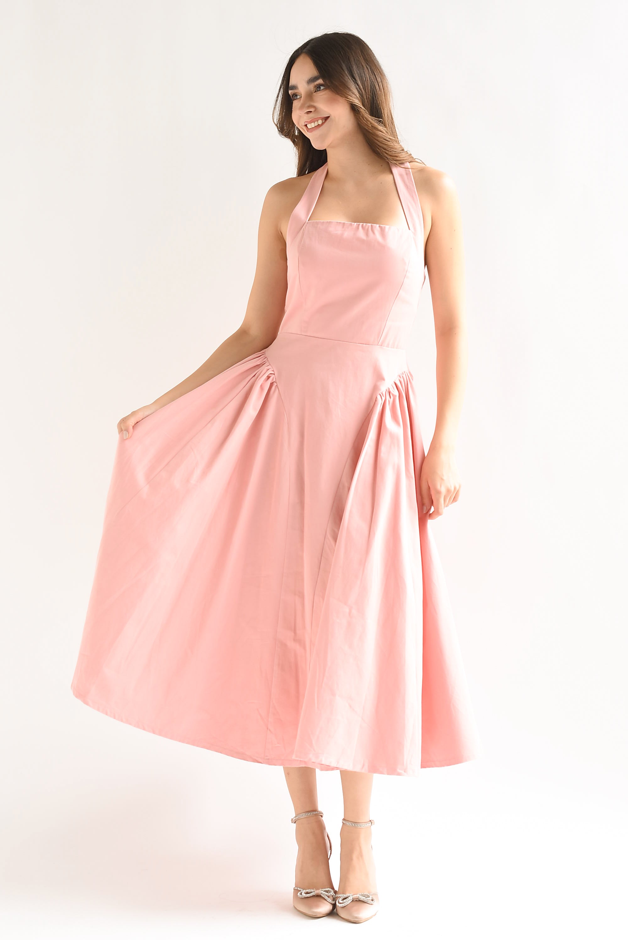 Vestido halter torso Rosa Palo