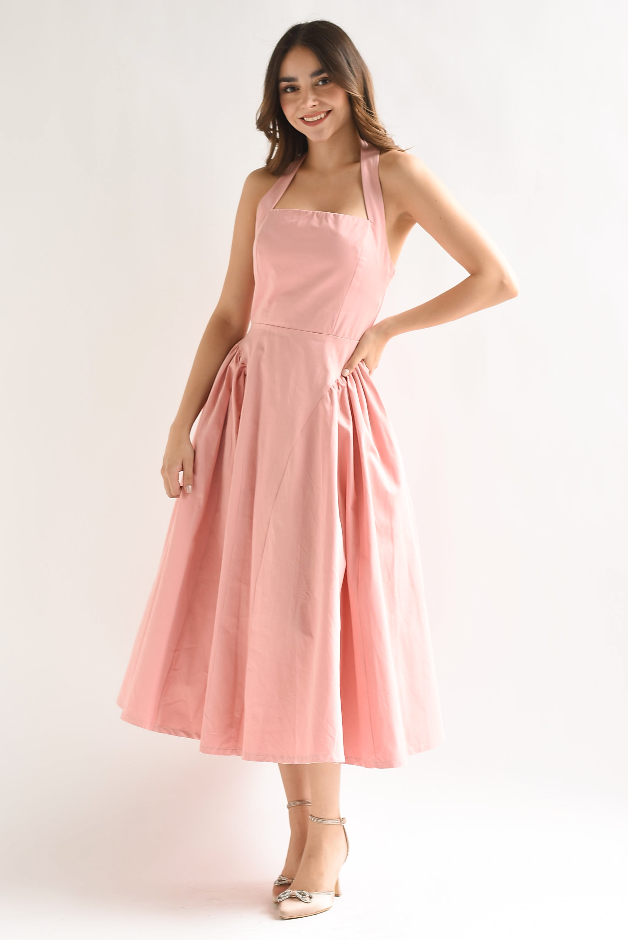 Vestido halter torso Rosa Palo