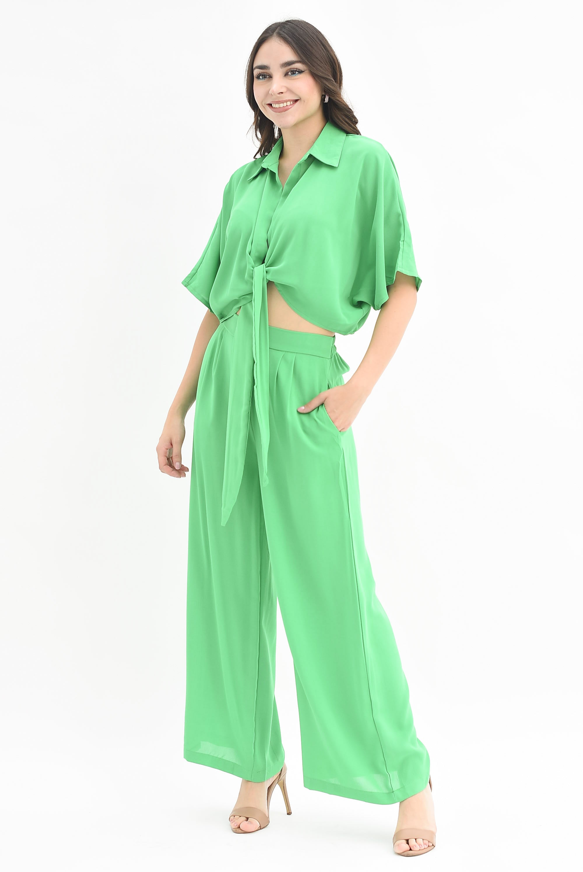 Set  Pantalón y Blusa vampiro Verde