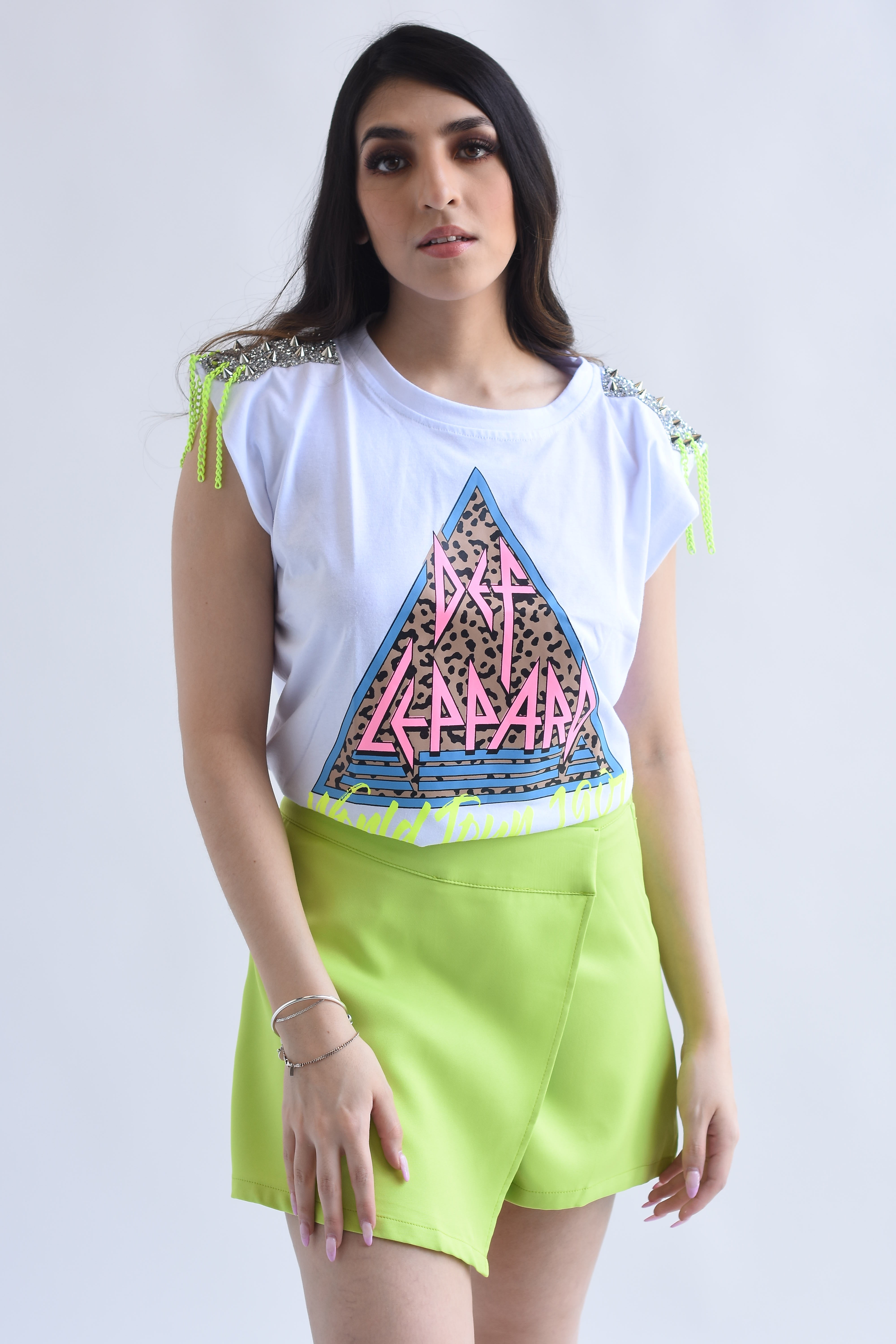 Skort pretina asimétrica Lime