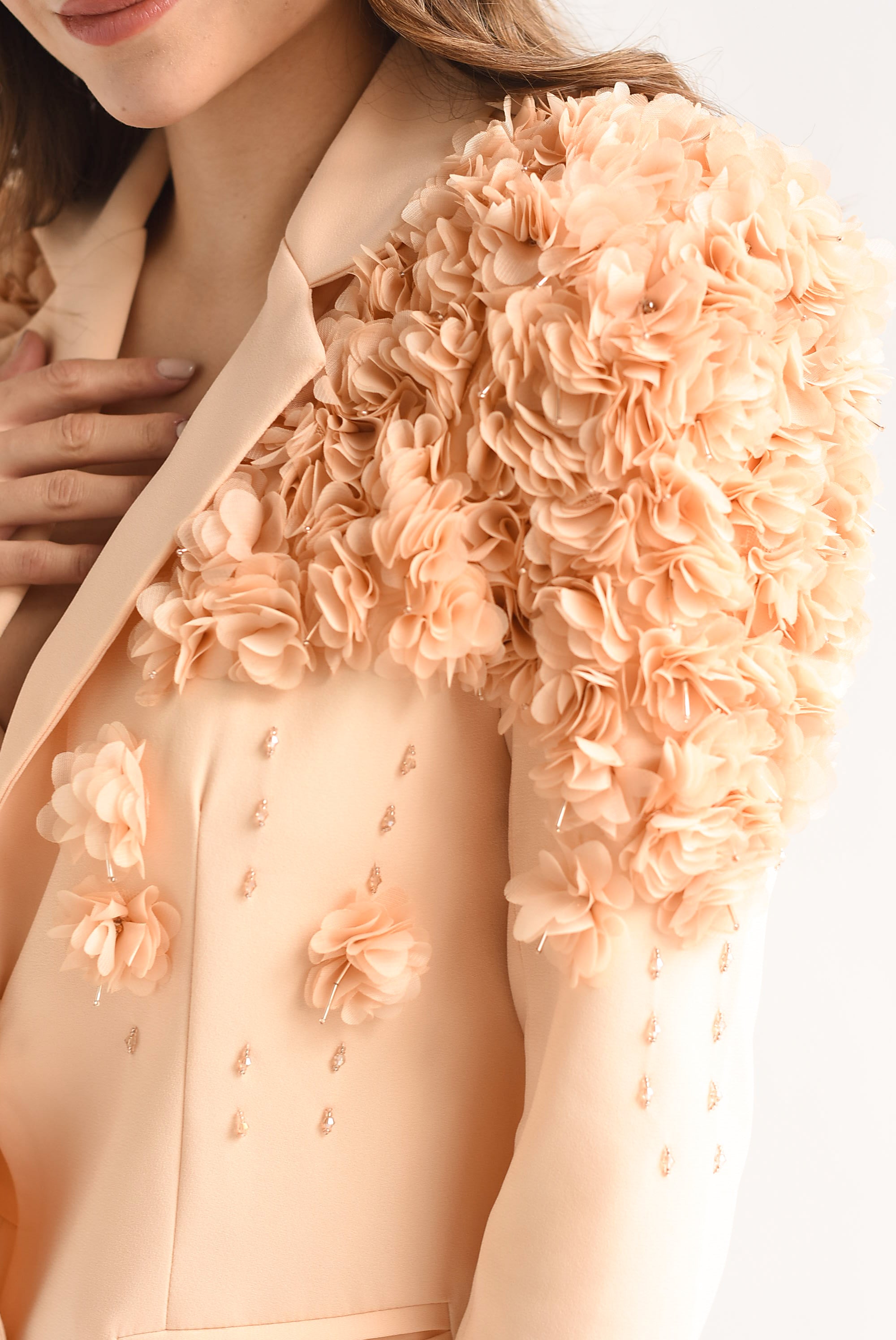 Set Short y Blazer flores 3D Peach