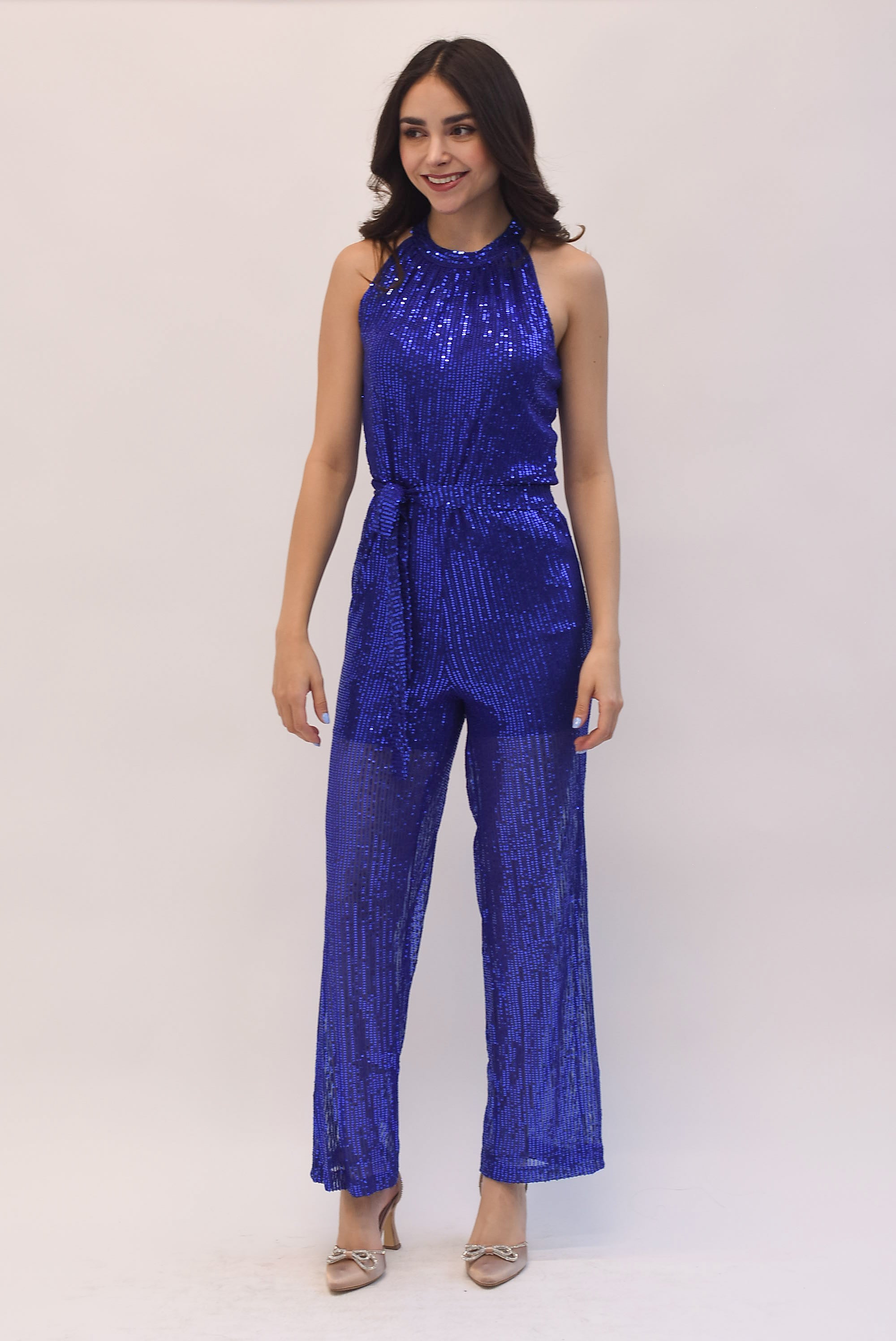 Jumpsuit halter lentejuela Azul Rey