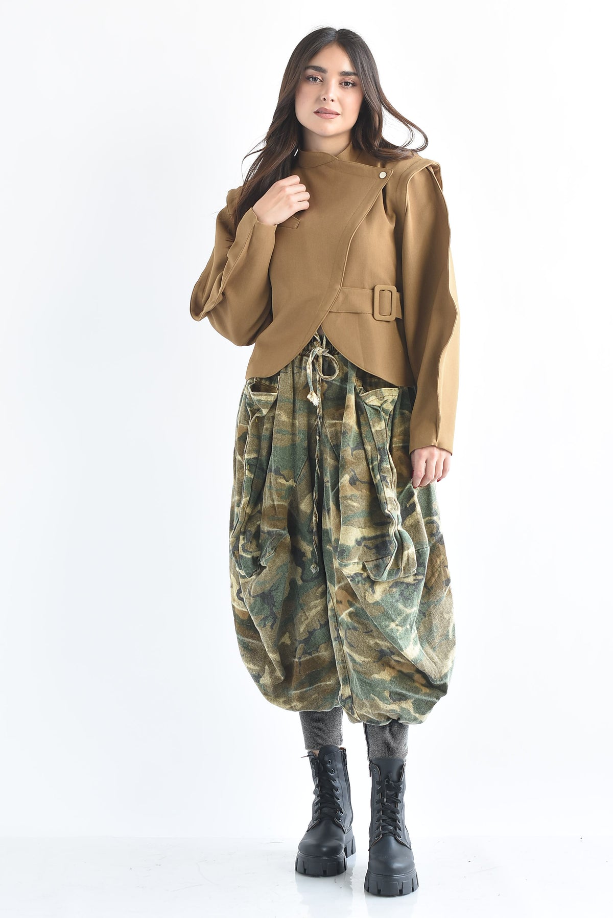 Pantalón globo camuflaje Denim deslavado