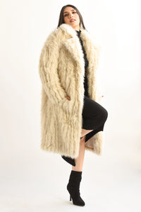 Fashion Styled Abrigo largo fur Beige