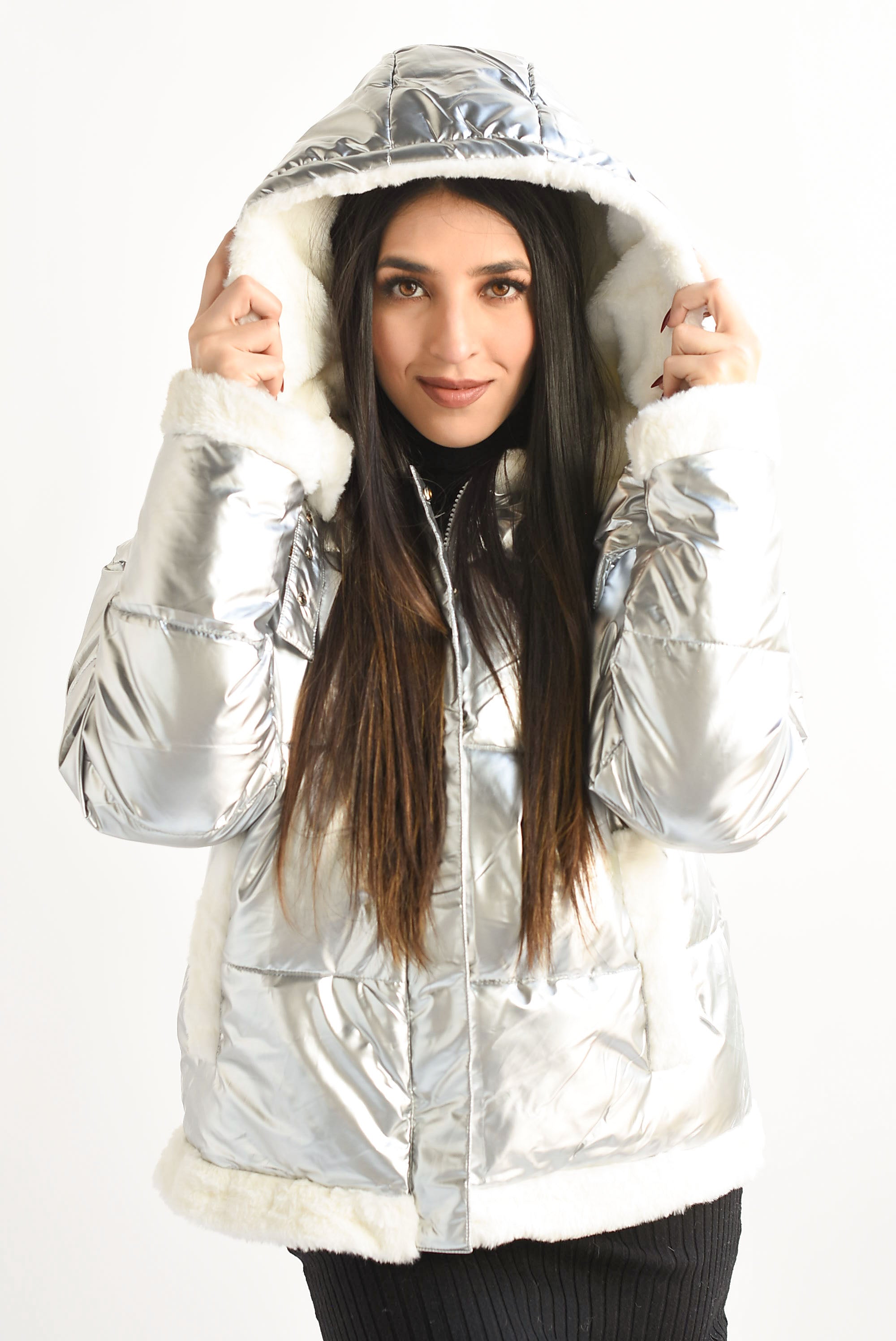 Chamarra puffer fur Plata