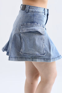 Fashion Styled Falda corta cargo brillos Denim