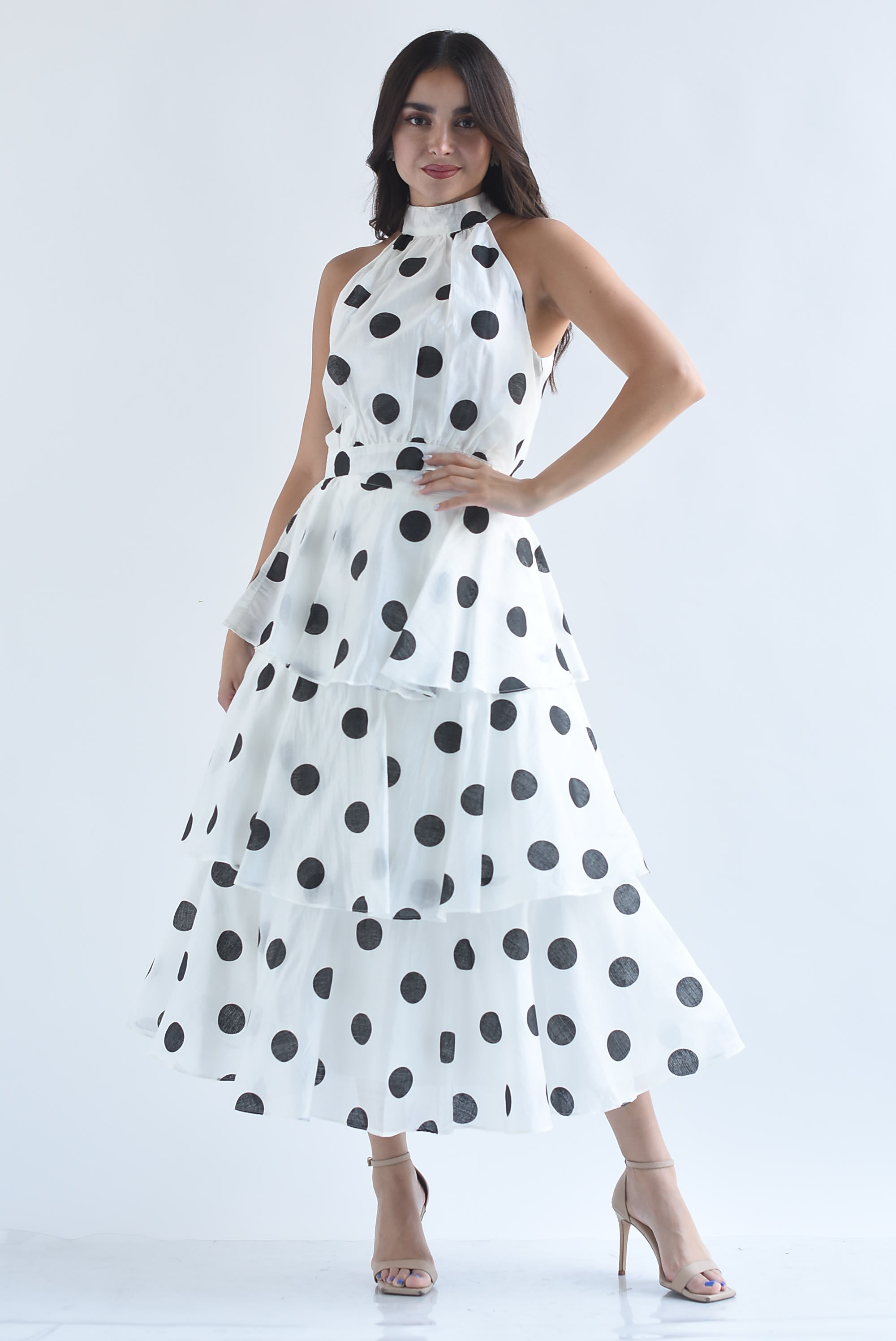 Set Falda olanes y Blusa halter polka dots