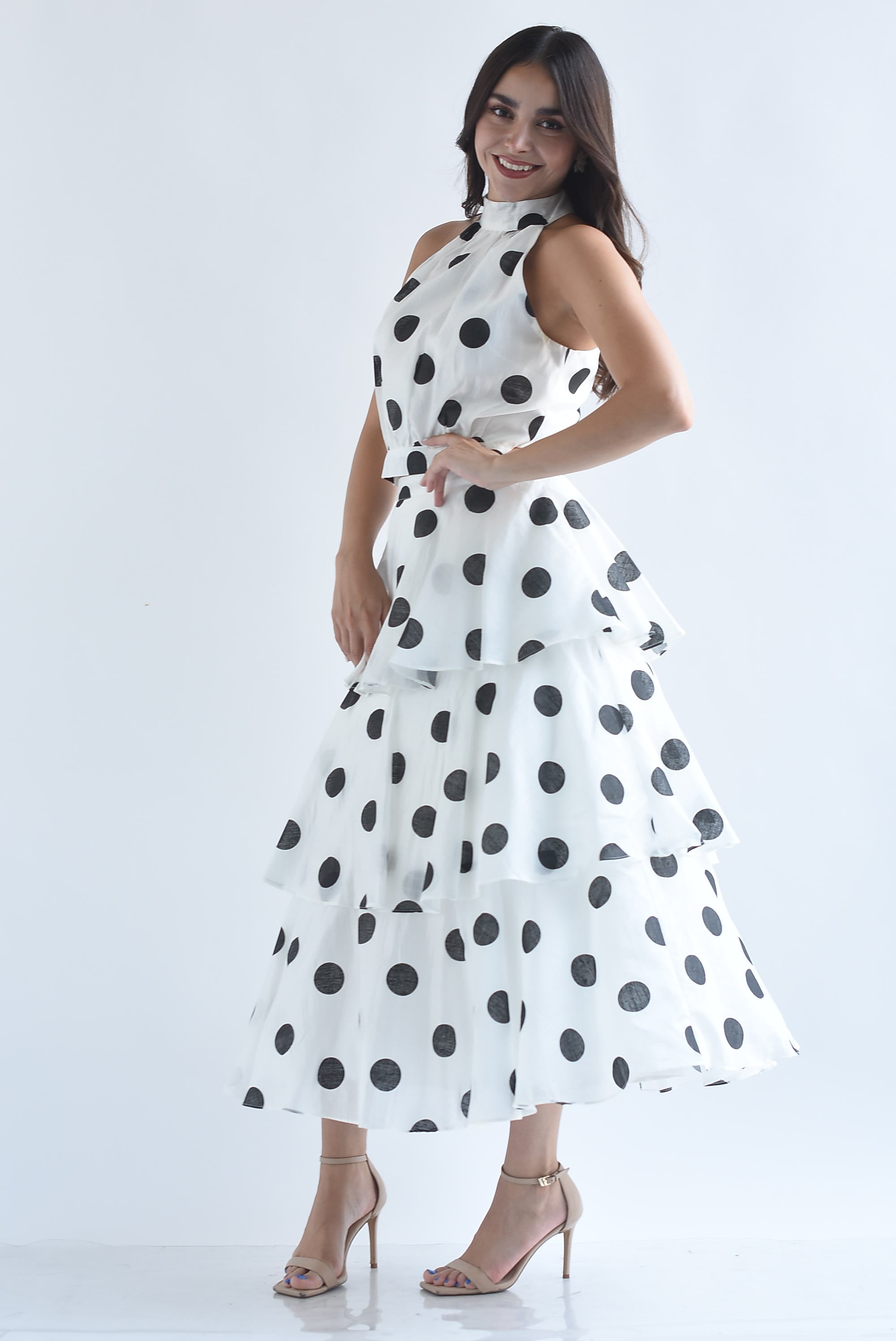Set Falda olanes y Blusa halter polka dots