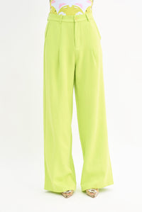 Fashion Styled Pantalón pierna ancha pinzas Lime