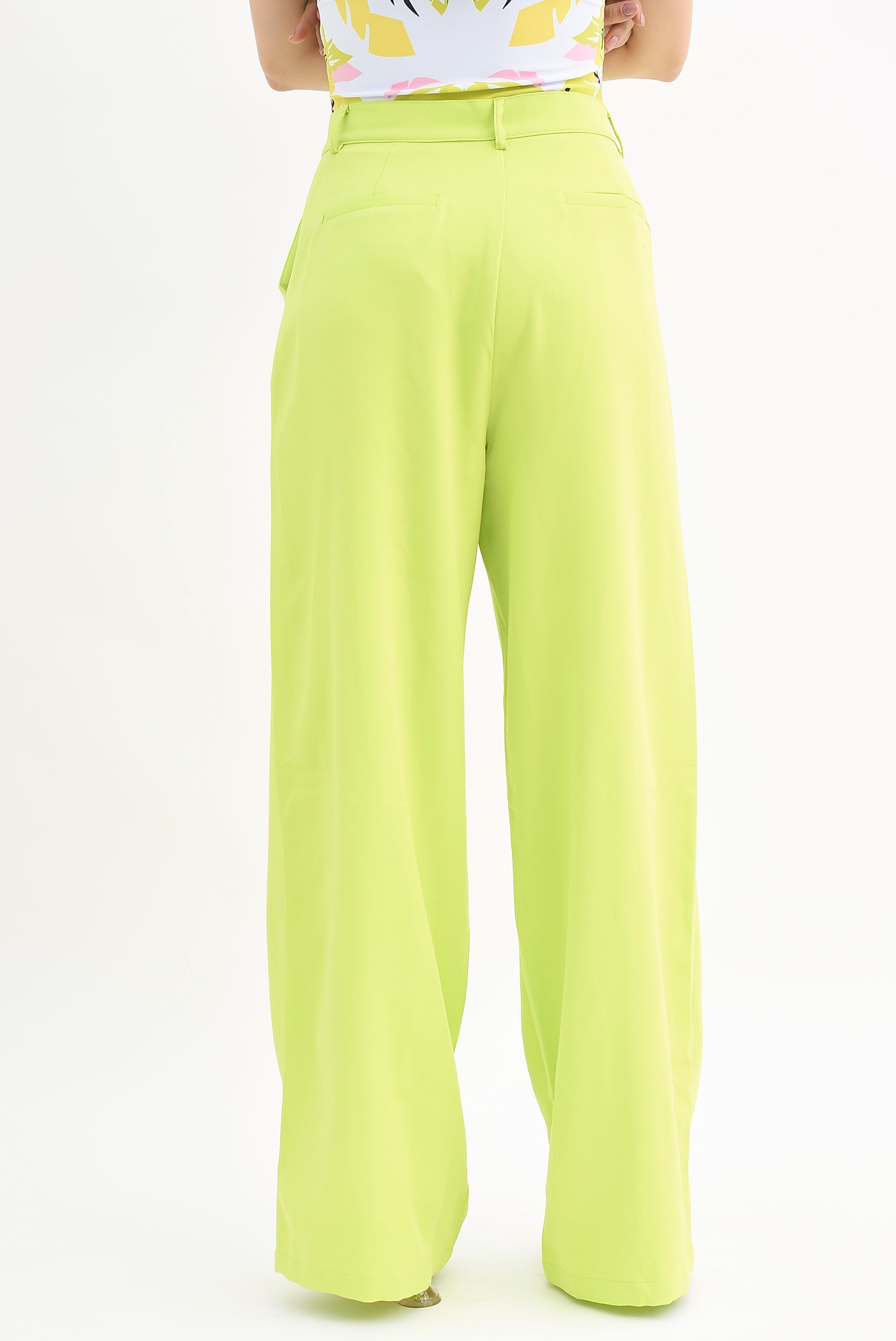 Pantalón pierna ancha pinzas Lime