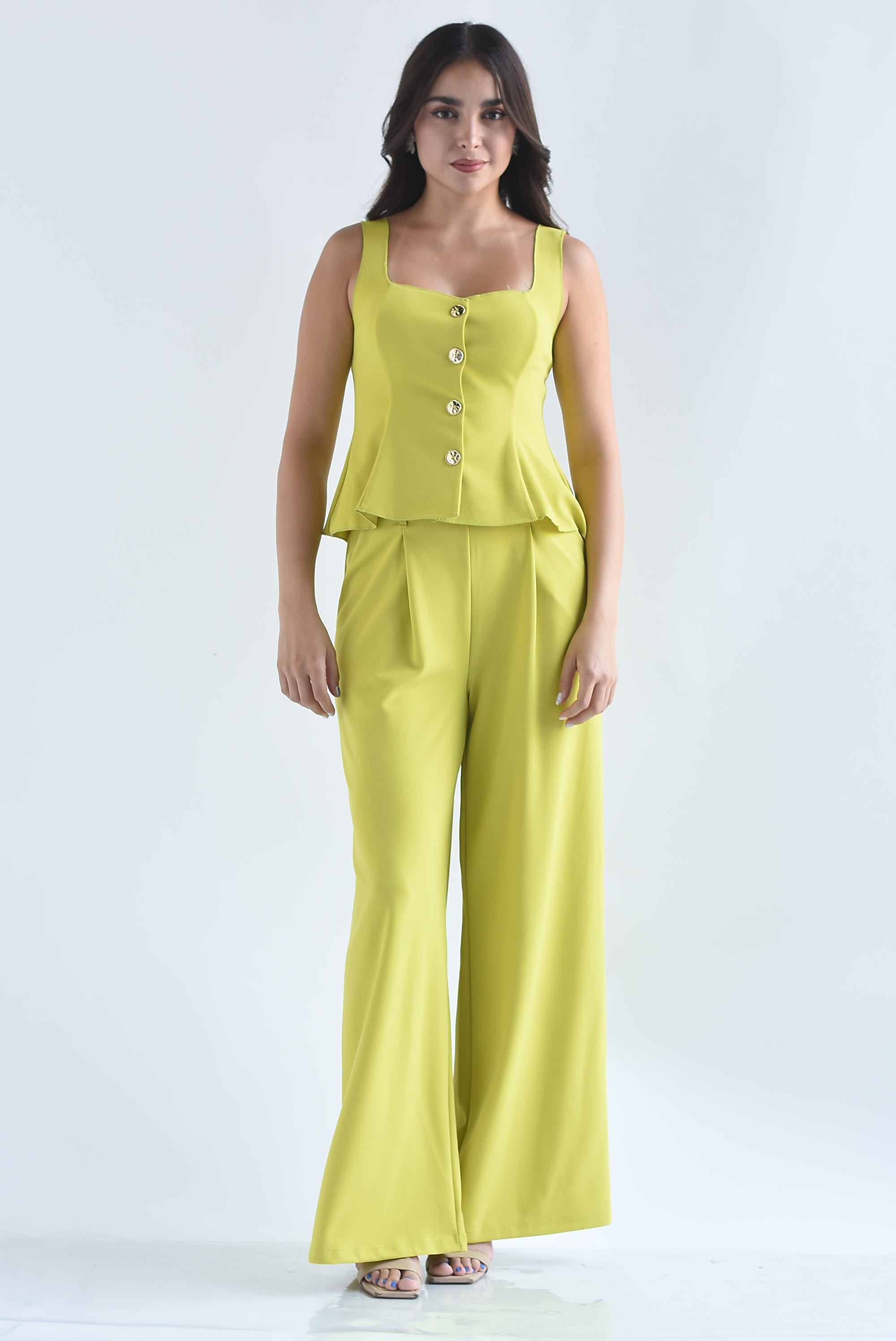Set Pantalón con cinturón y Blusa peplum