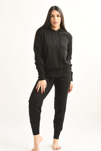 Fashion Styled Set Pantalón y Hoodie punto Negro