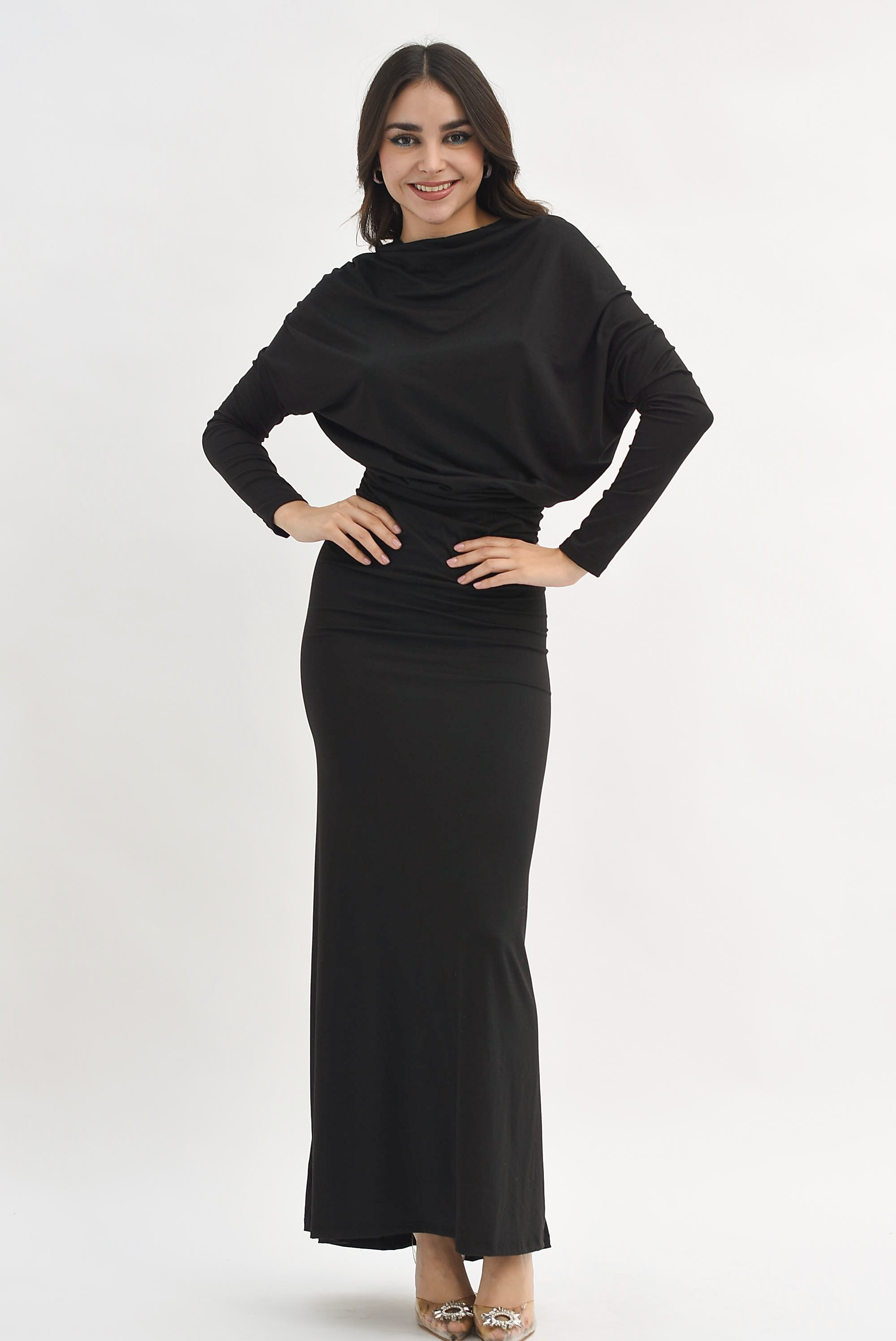 Vestido largo algodón Negro