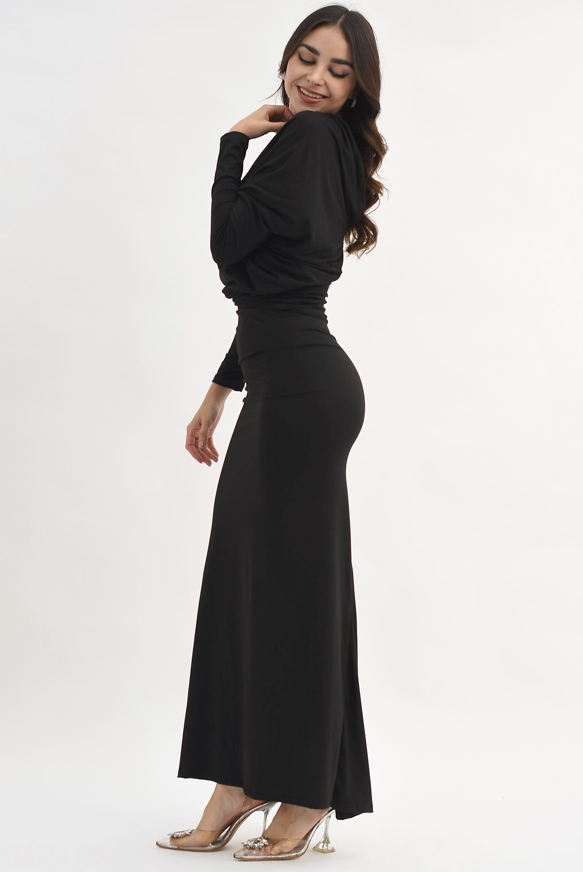 Vestido largo algodón Negro