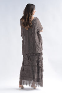 Fashion Styled Set Falda olanes y Blusón arrugas Espresso