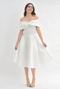 Fashion Styled Vestido midi neopreno Blanco