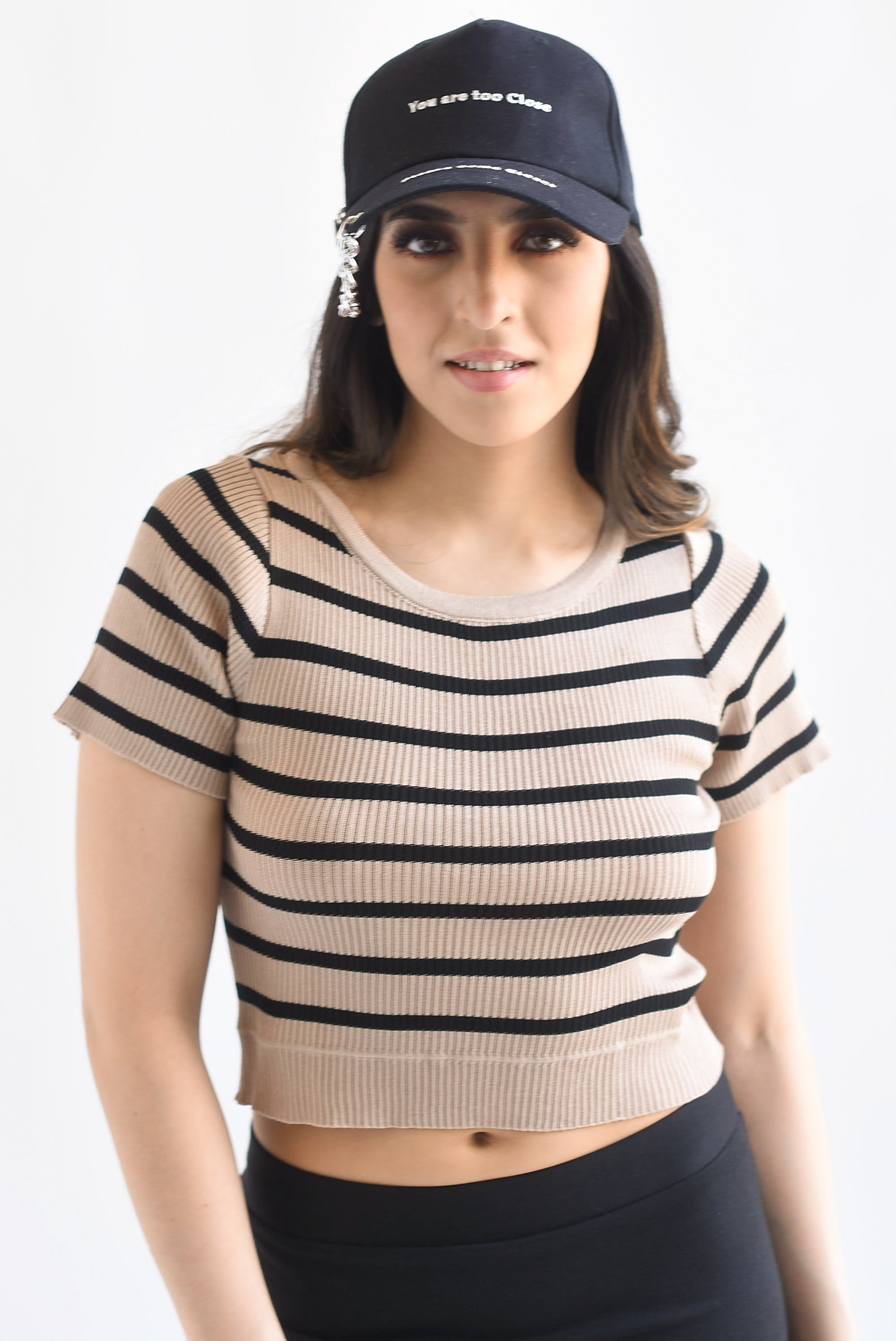 Blusa crop rayas horizontales Moka