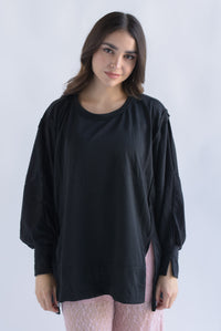Fashion Styled Sudadera costuras Negro
