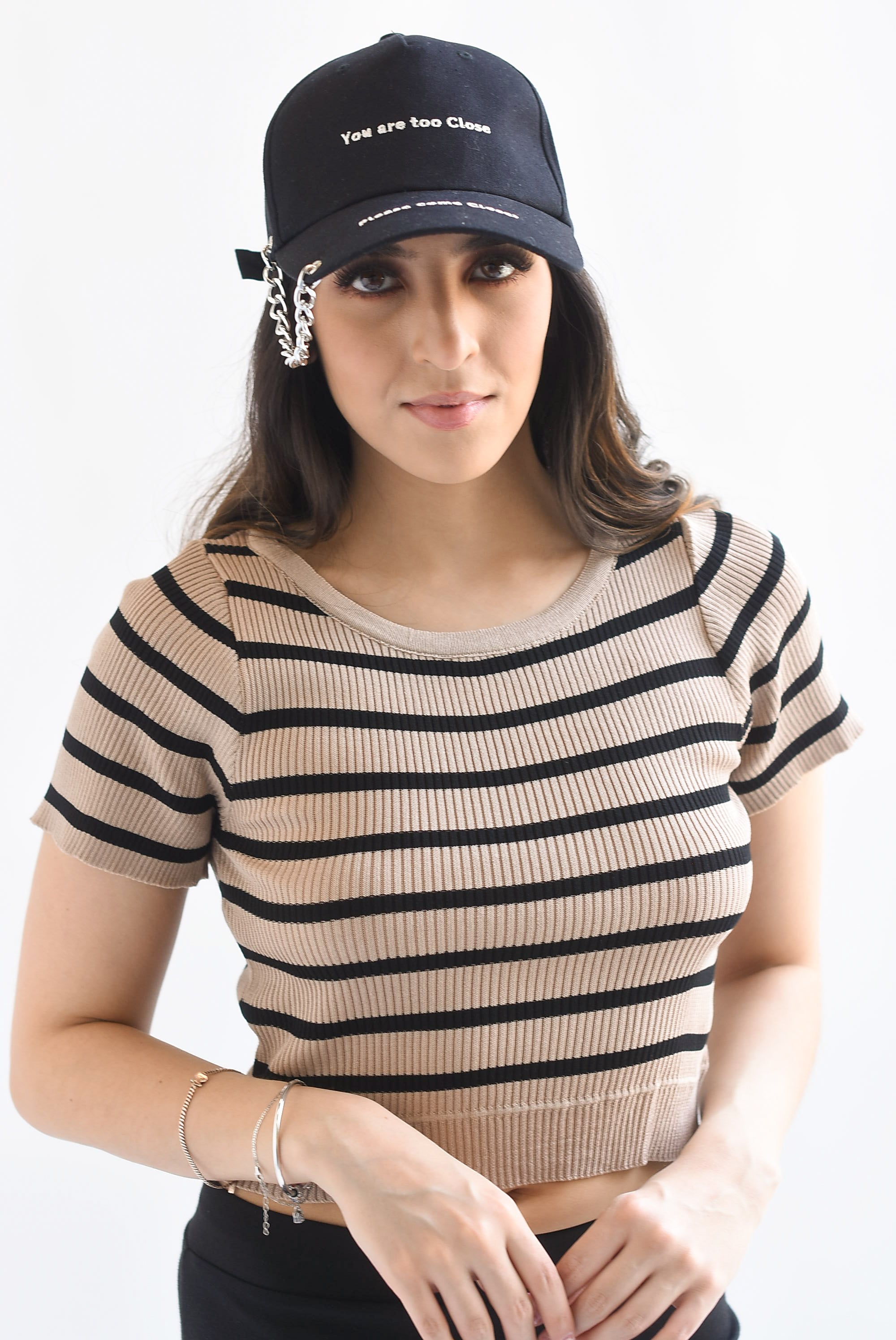 Blusa crop rayas horizontales Moka