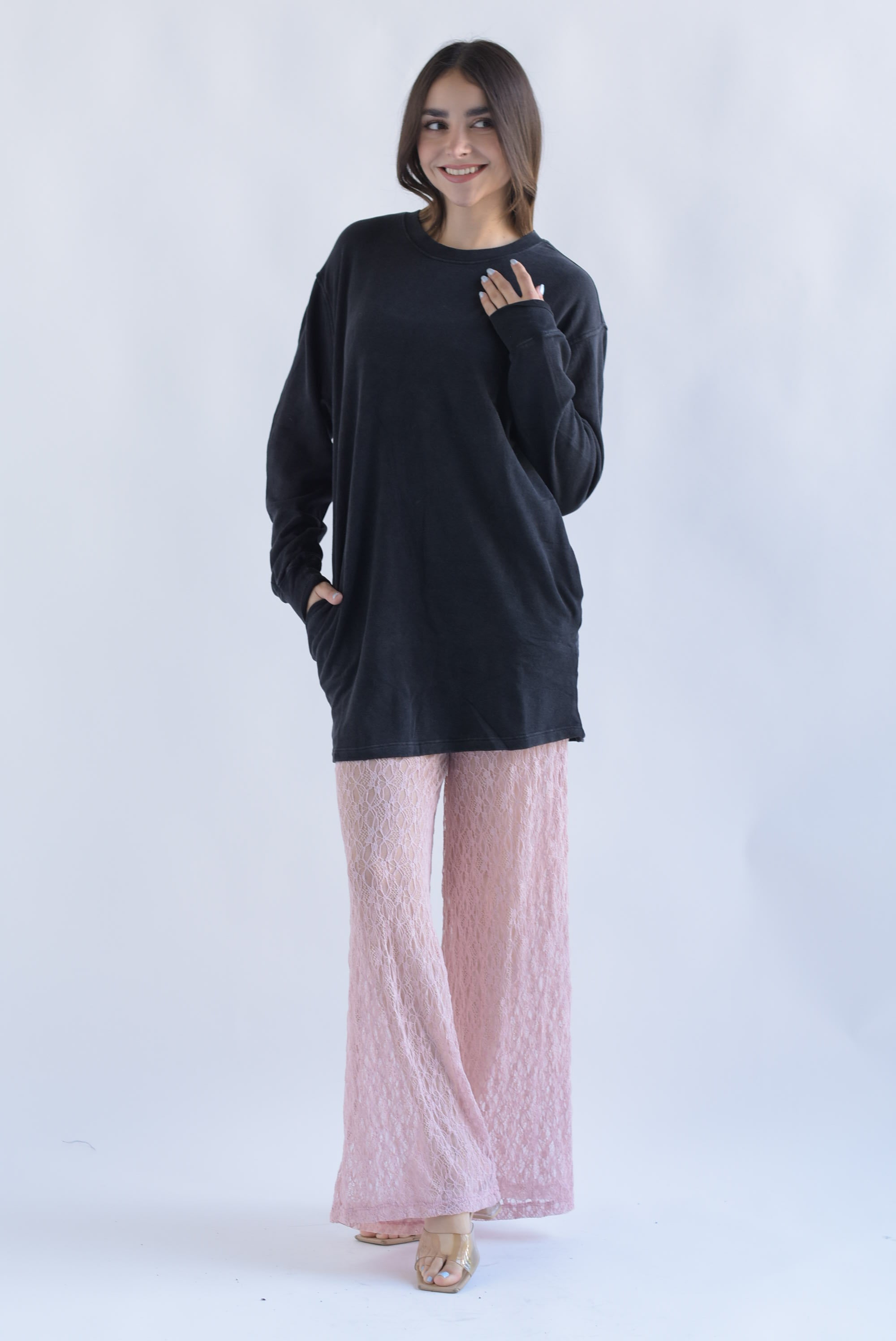 Sudadera larga Negro