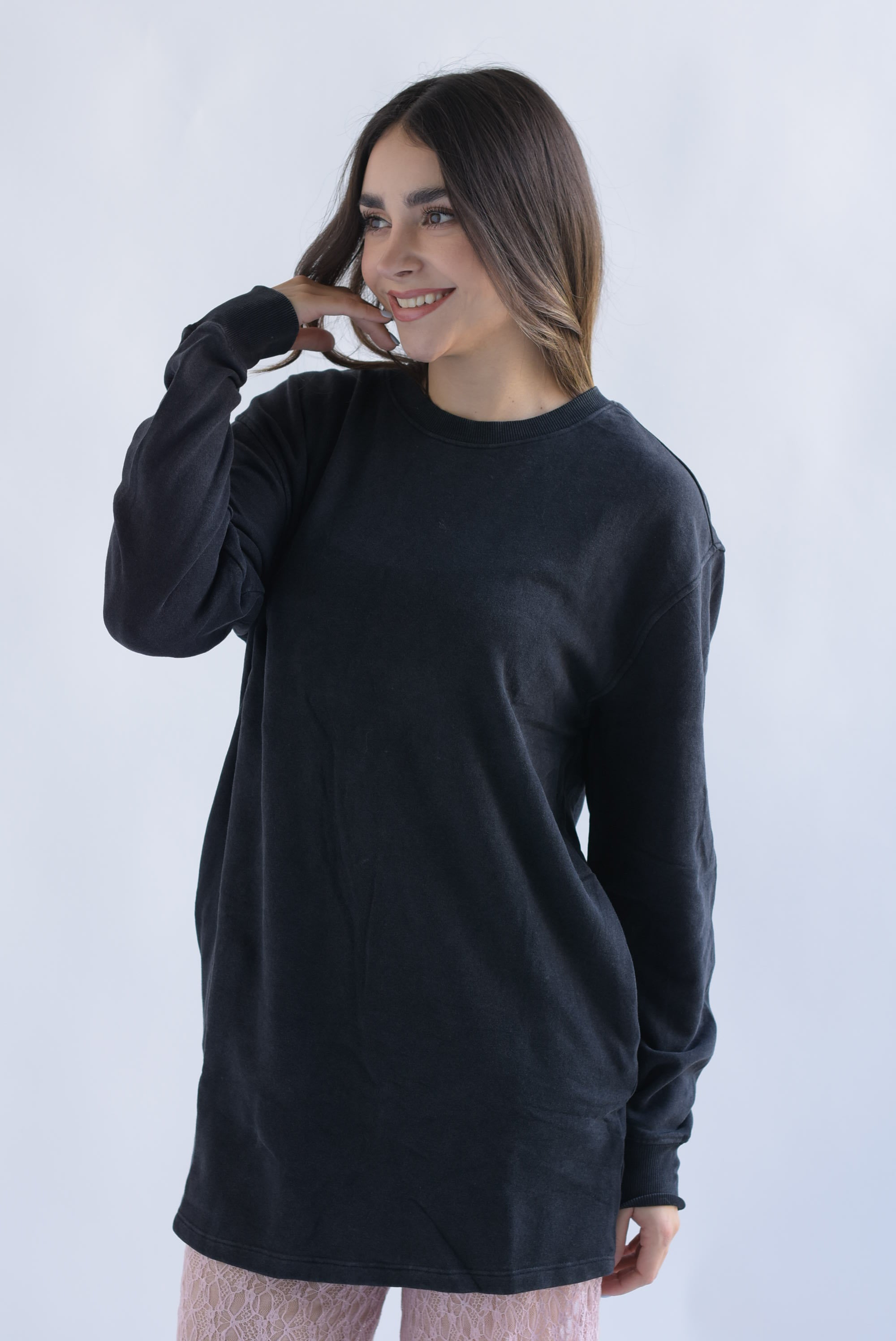 Sudadera larga Negro