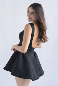 Fashion Styled Vestido neopreno globo Negro