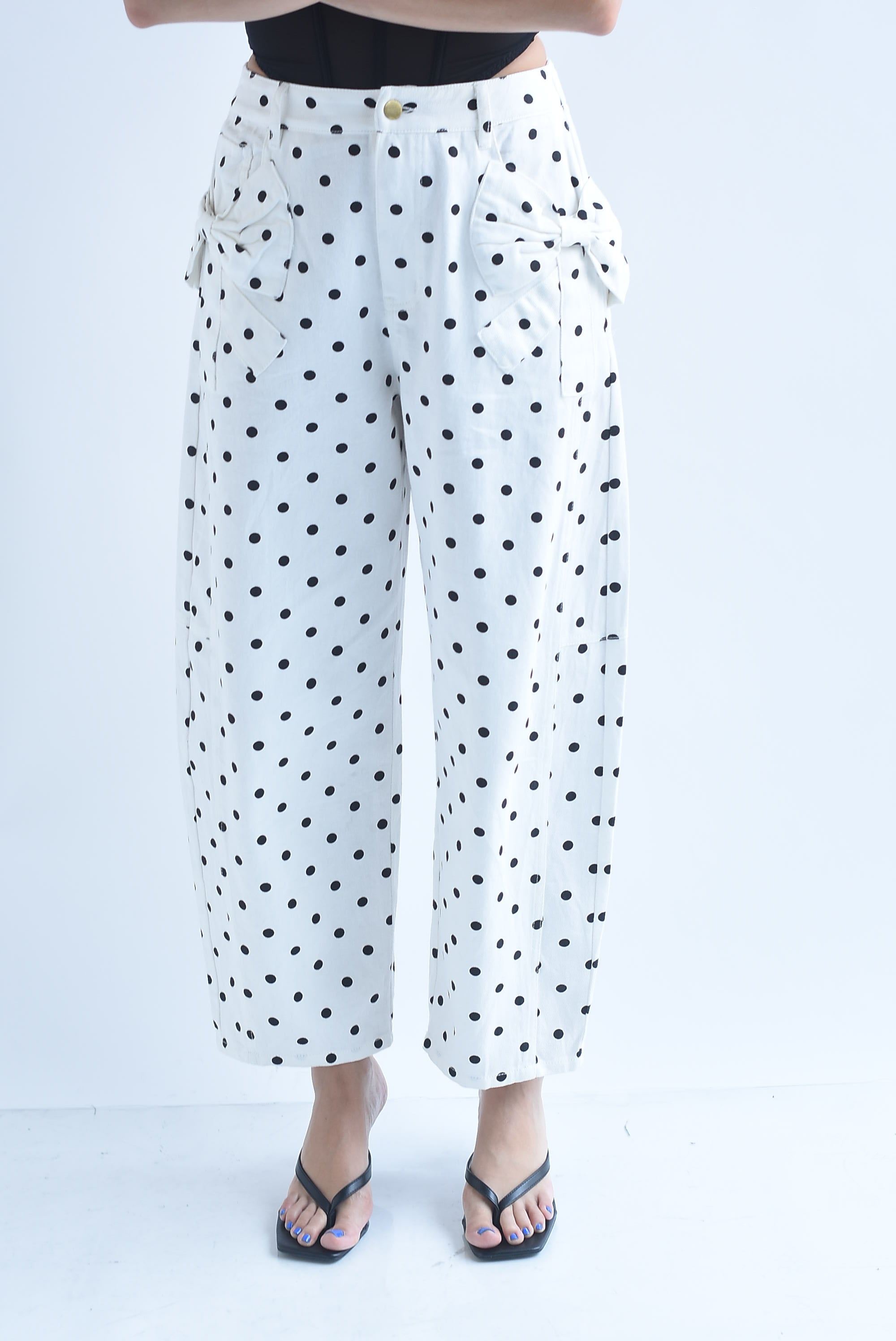 Jeans barrel moños polka dots