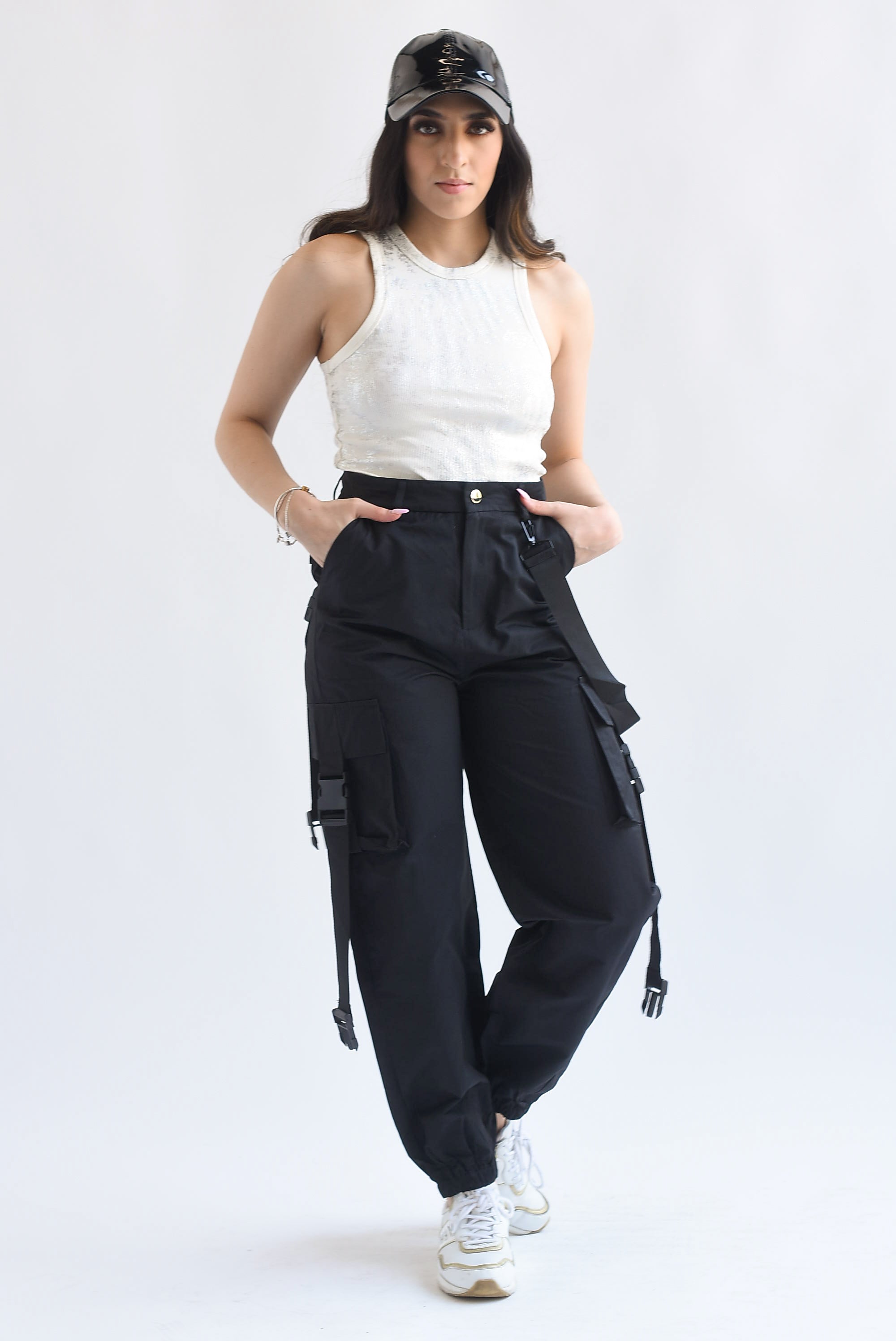 Jogger cargo cintas Negro