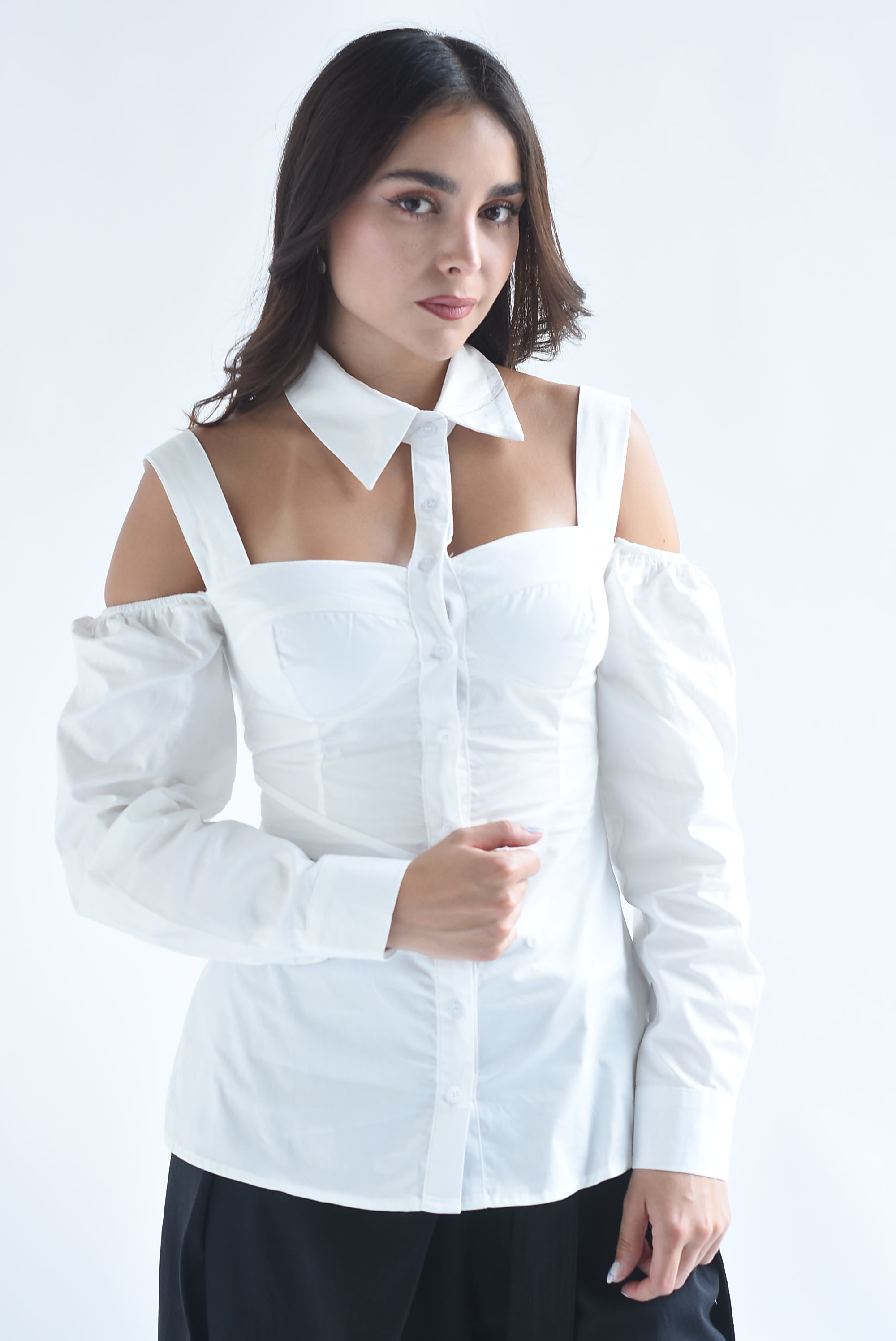 Camisa cut-out corset con corbata