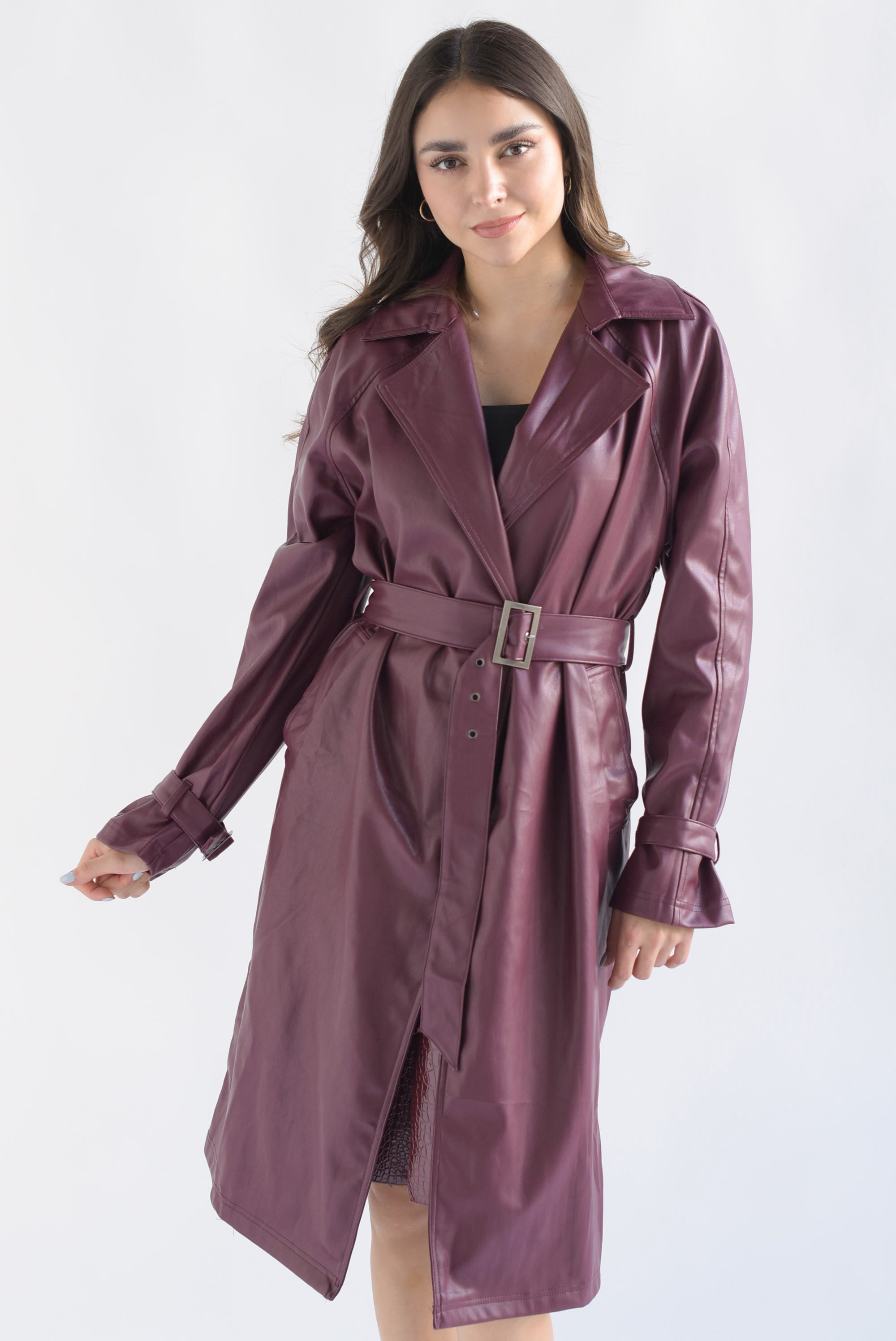 Gabardina vinipiel cinturones Vino