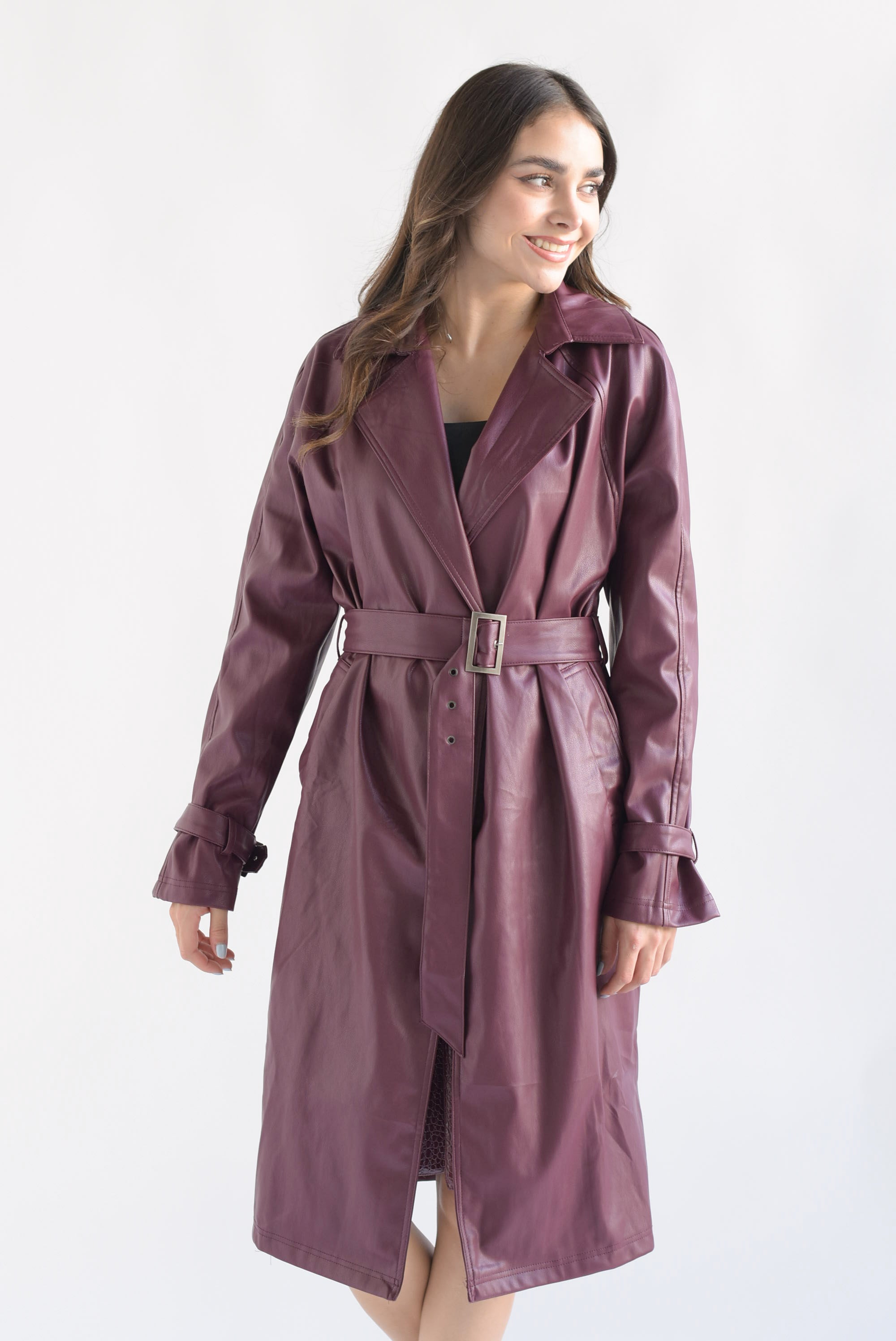 Gabardina vinipiel cinturones Vino