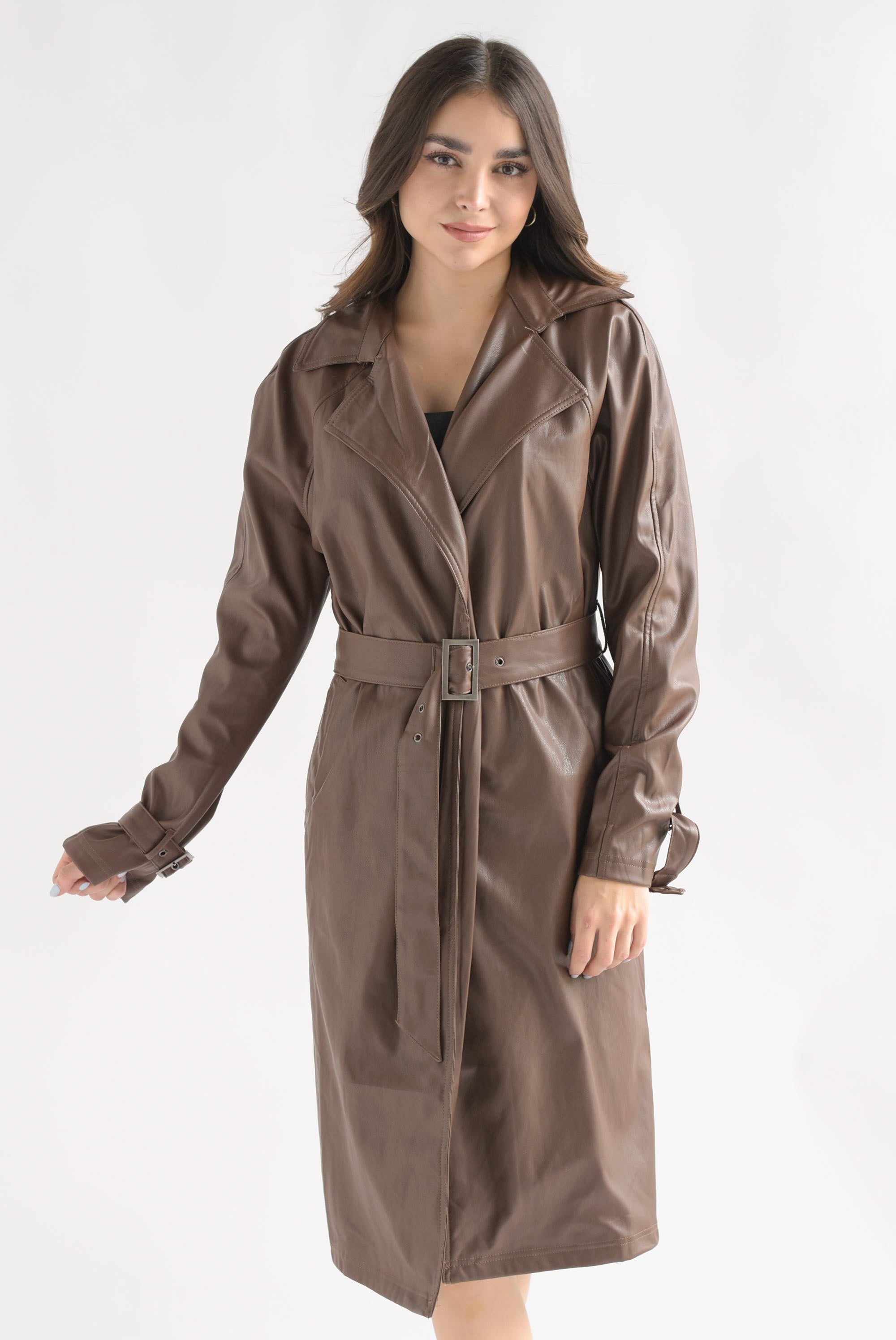 Gabardina vinipiel cinturones Café