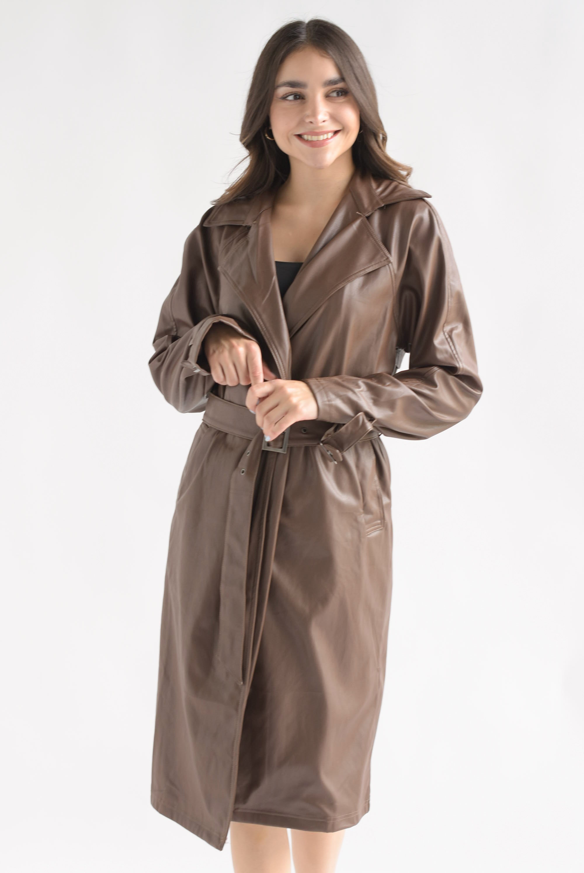 Gabardina vinipiel cinturones Café