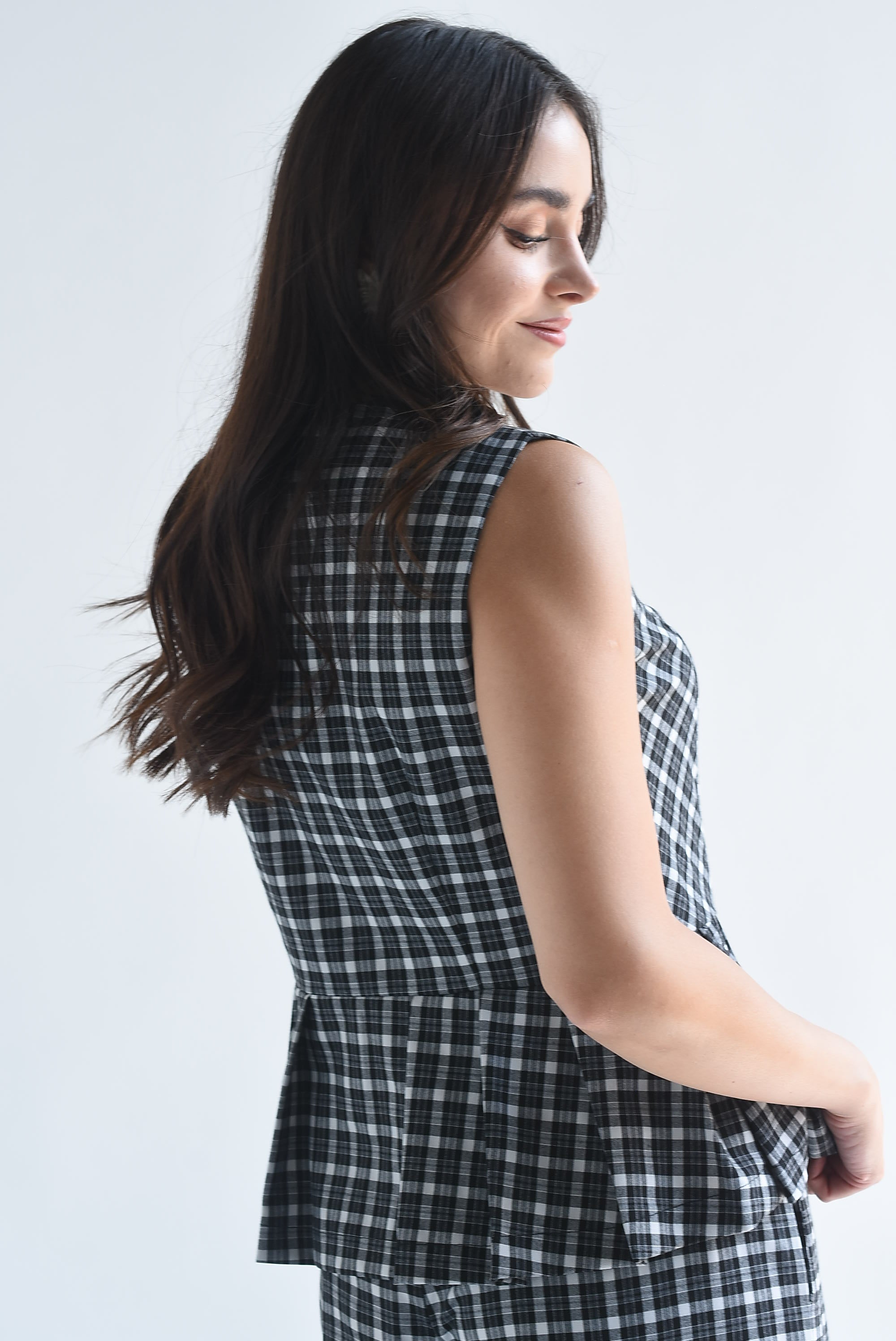 Blusa peplum tipo Chaleco cuadros