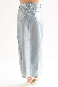 Fashion Styled Falda Denim Foil Plata