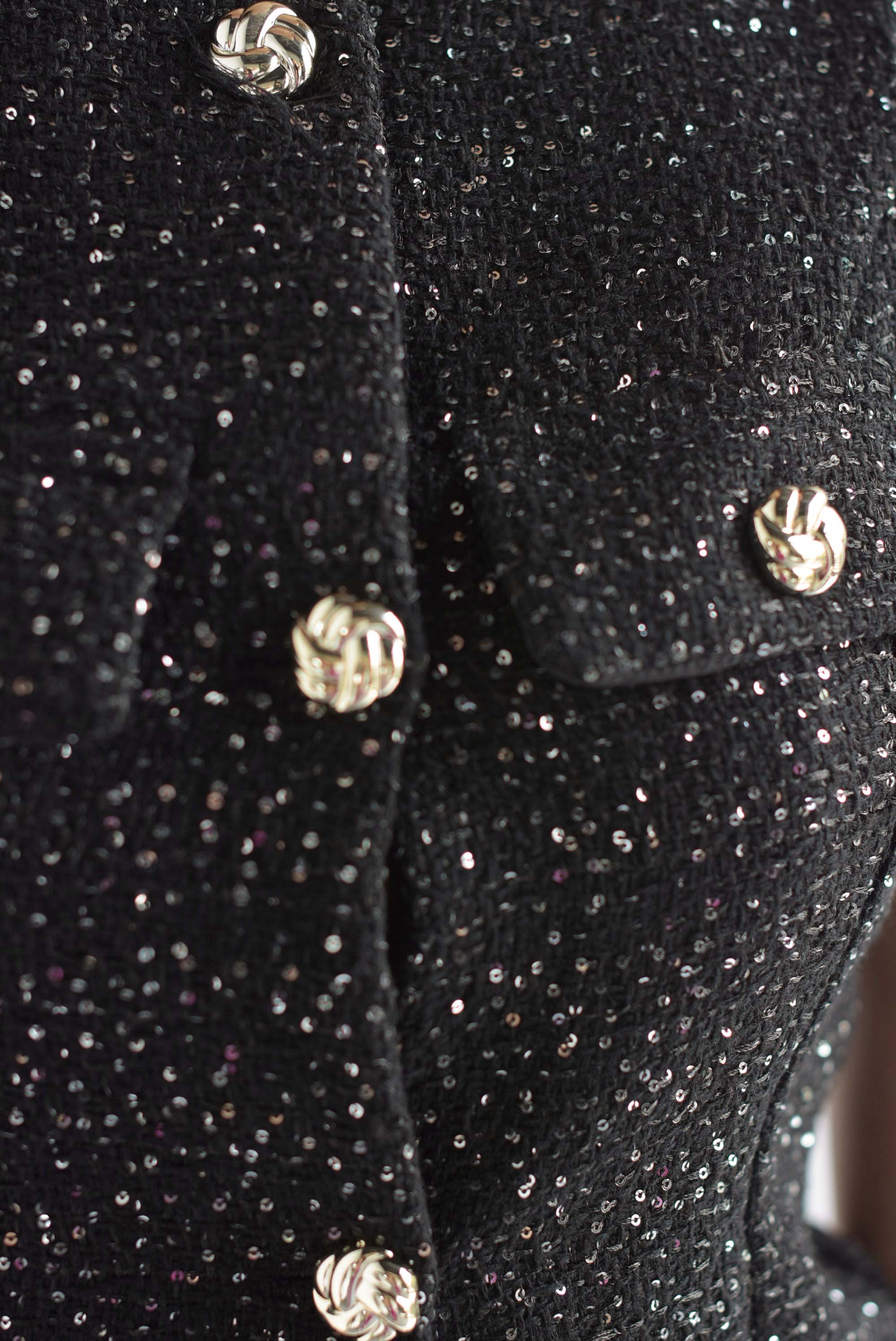 Set Falda y Chaleco tweed lentejuelas Negro