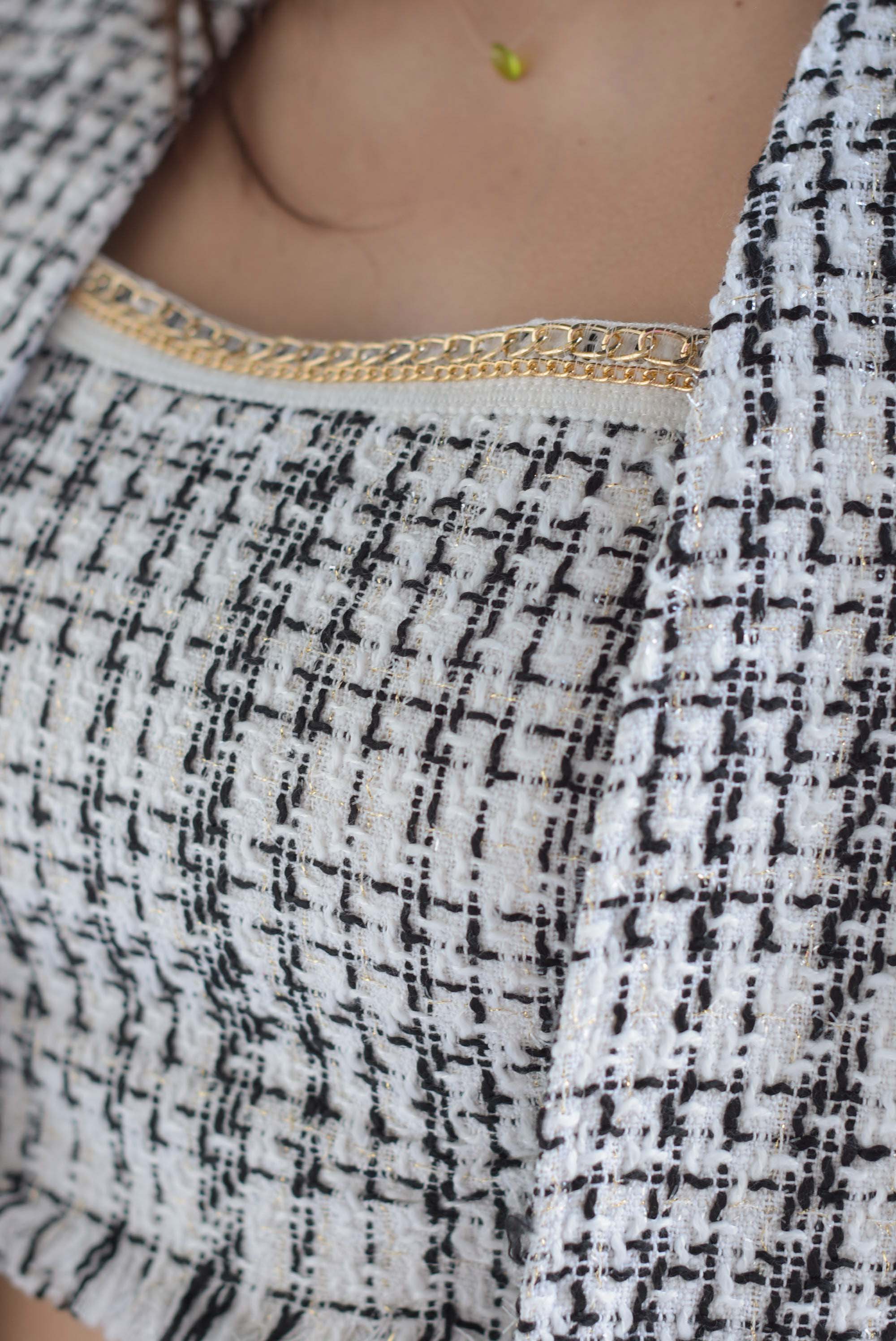 Set Short Top y Blazer corto tweed Blanco