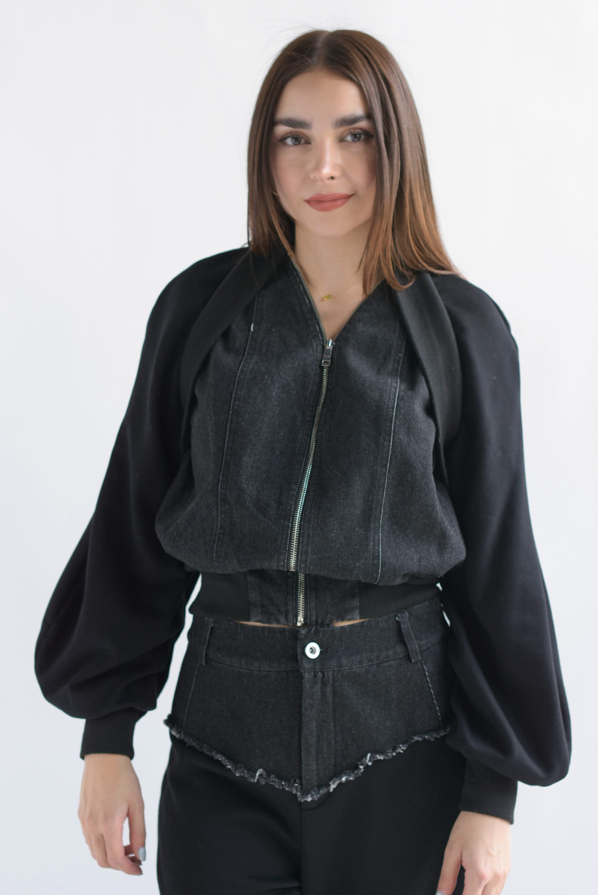 Set Pantalón y Chamarra con denim Negro