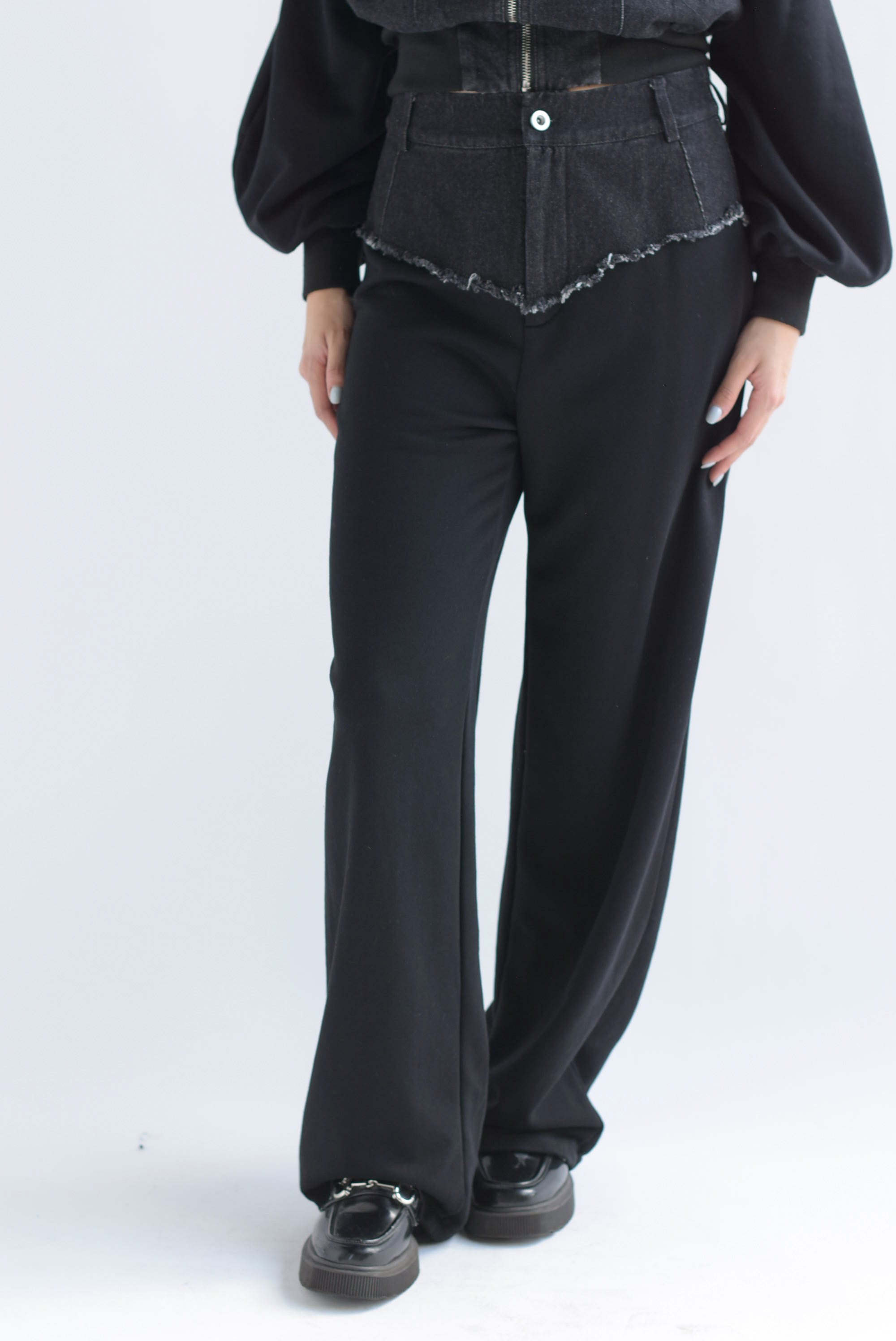 Set Pantalón y Chamarra con denim Negro