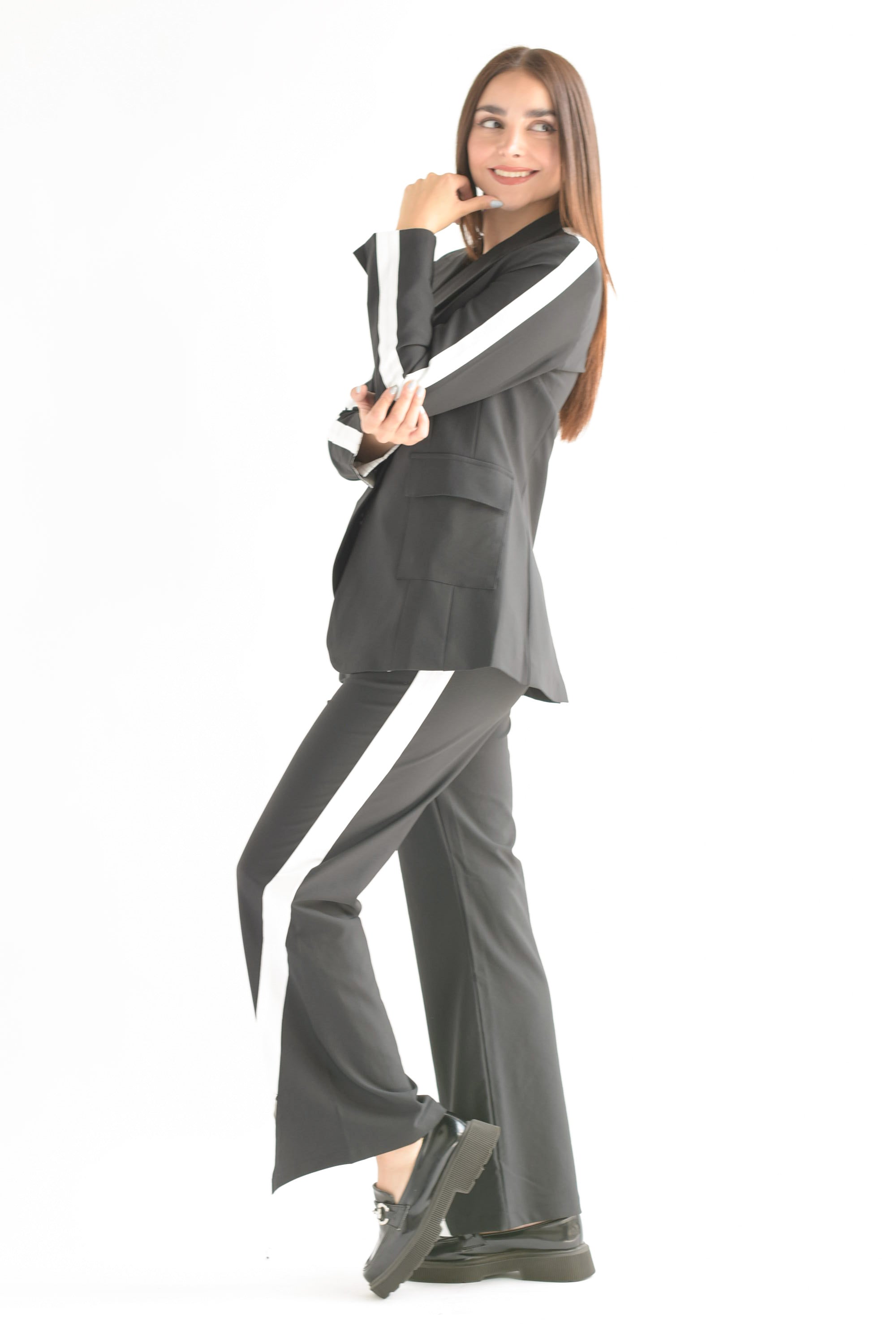 Set Pantalón y Blazer track diagonal Negro