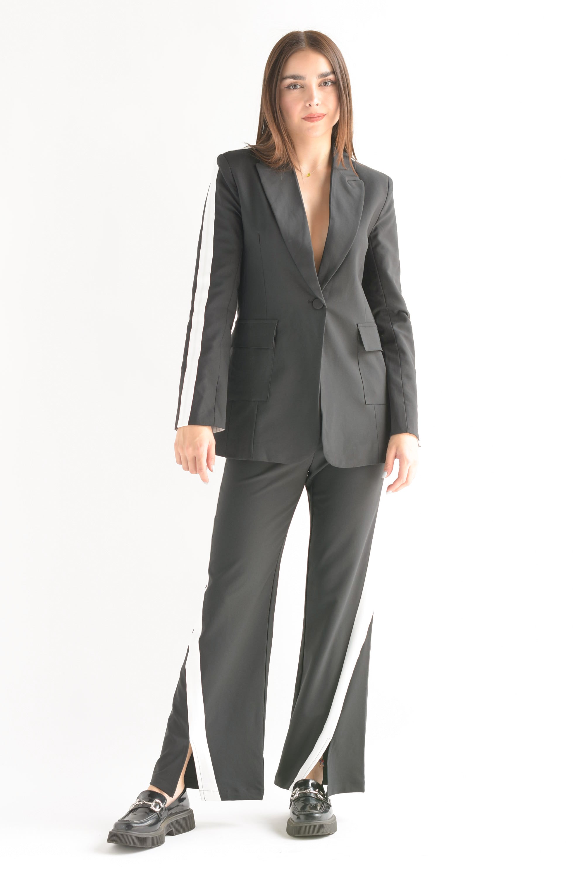 Set Pantalón y Blazer track diagonal Negro