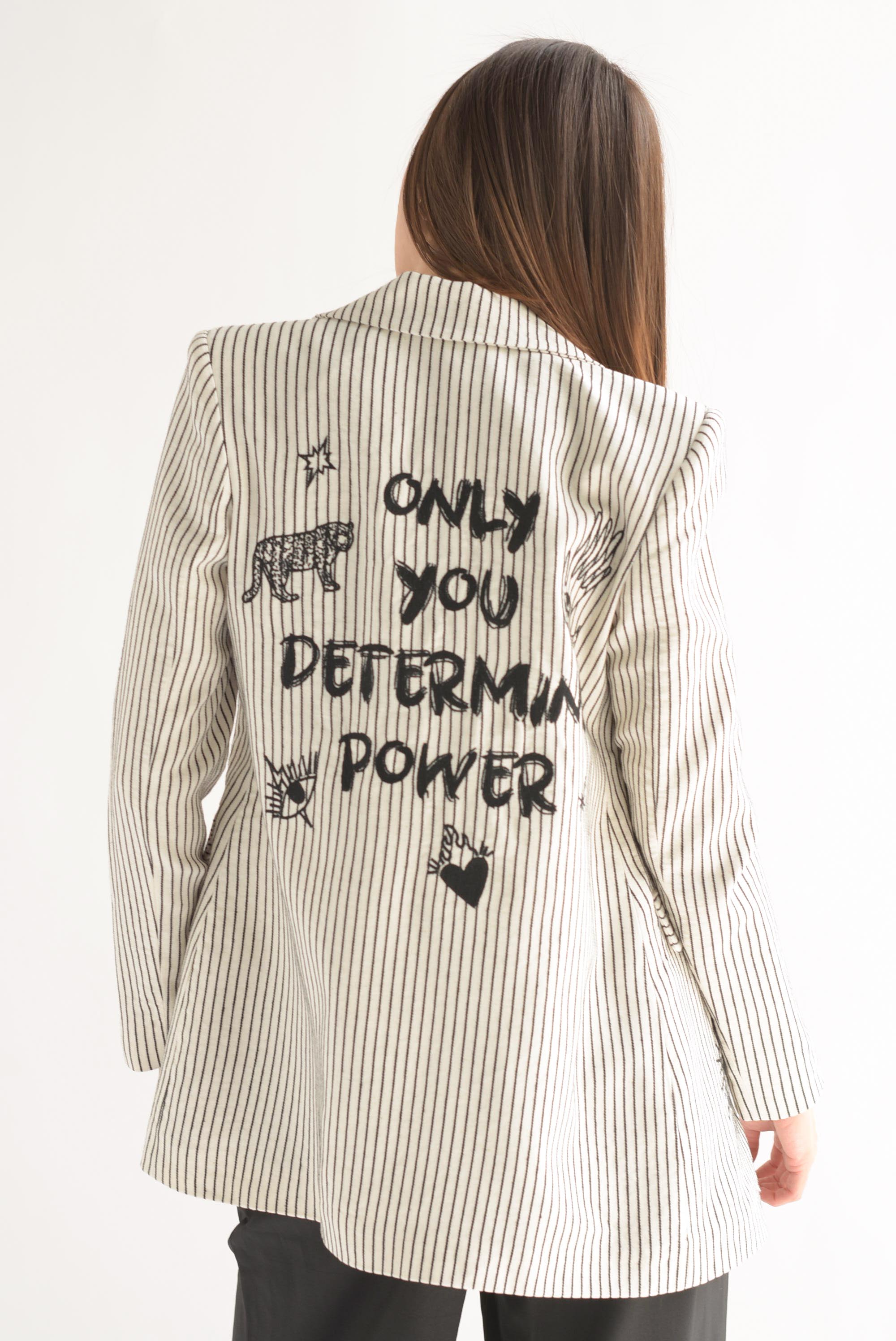 Blazer WOW bordado rayas Blanco & Negro